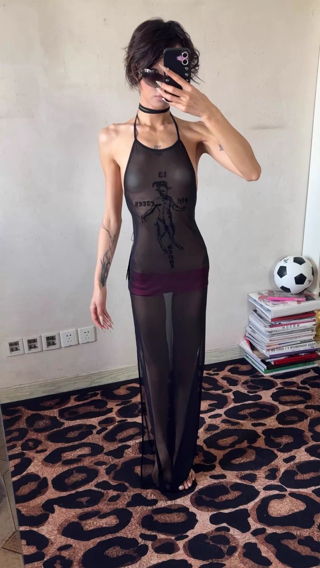 Other sense13th black tulle halter high-slit long dress Size ONE SIZE - 7 Thumbnail