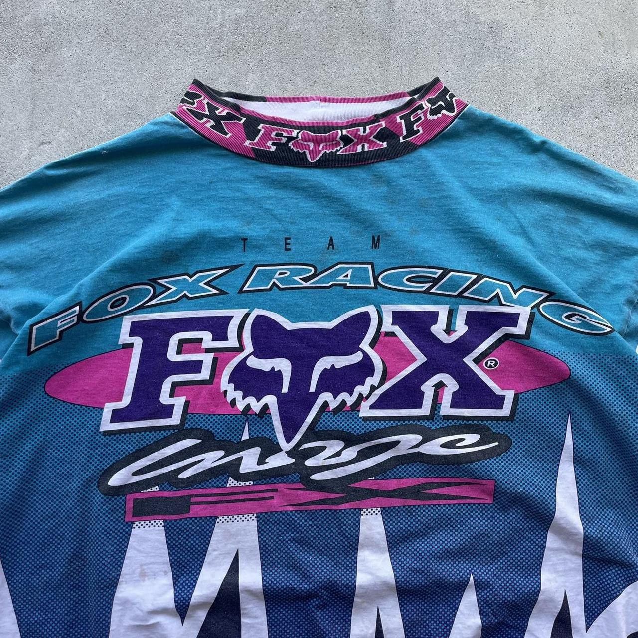 Fox Racing Vintage 90s Faded Worn Fox Racing Motocross Jersey Size US XL / EU 56 / 4 - 4 Thumbnail