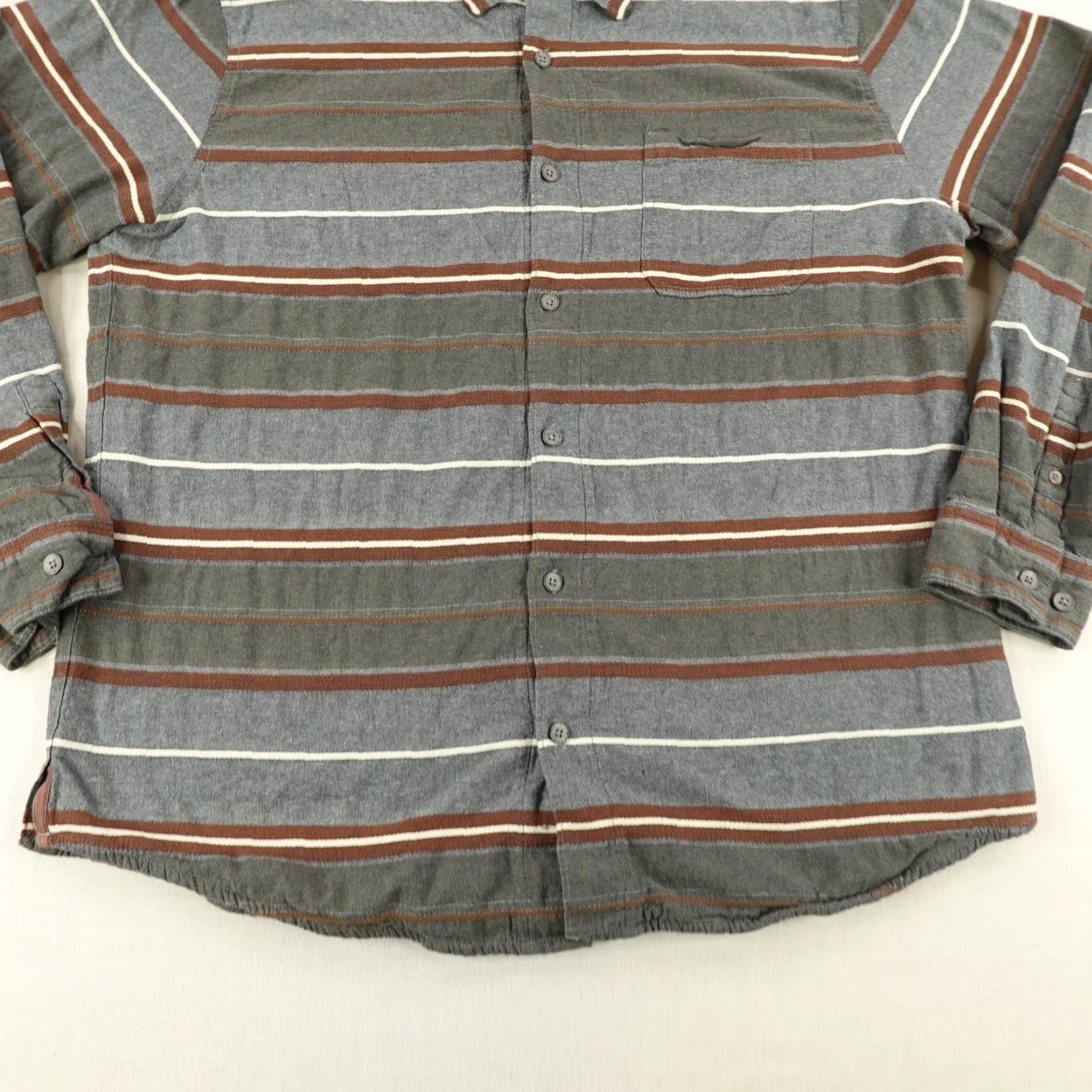 Carbon2Cobalt VINTAGE Carbon 2 Cobalt Shirt Mens Large Gray Red Blanket Stripes Flannel Button Up Work Shirt - Long Sleeve Cotton Casual 90s Mens Large Gray Size US L / EU 52-54 / 3 - 4 Thumbnail
