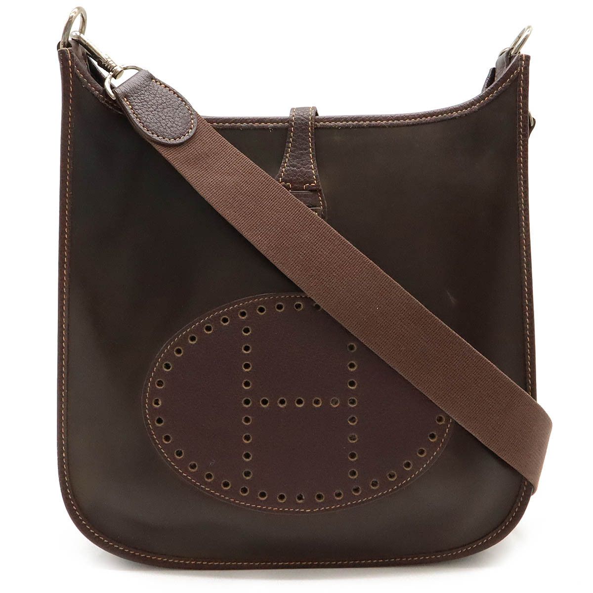Hermes Hermes Hermes Evelyne I PM Shoulder Bag Dark Brown Leather Crossbody Bag in Very Good Condition Size ONE SIZE - 1 Thumbnail