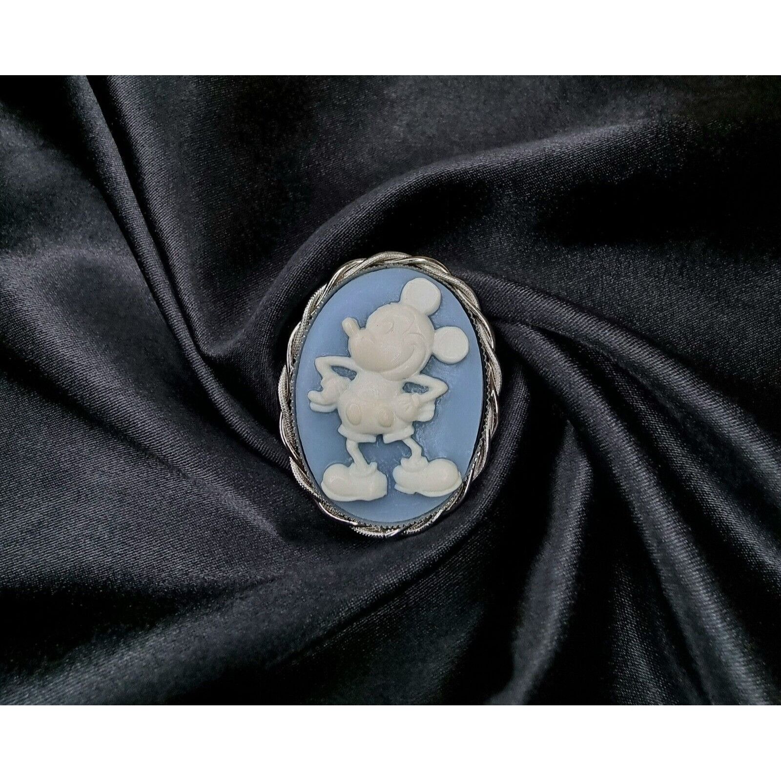Disney Rare Find Disney Mickey Mouse Blue Cameo Silver Tone Brooch Size ONE SIZE - 1 Thumbnail