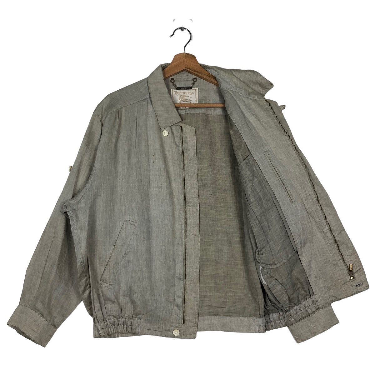 Burberry 🔥Vintage Fly Bomber Jacket Burberrys Herringbone Size US L / EU 52-54 / 3 - 8 Thumbnail