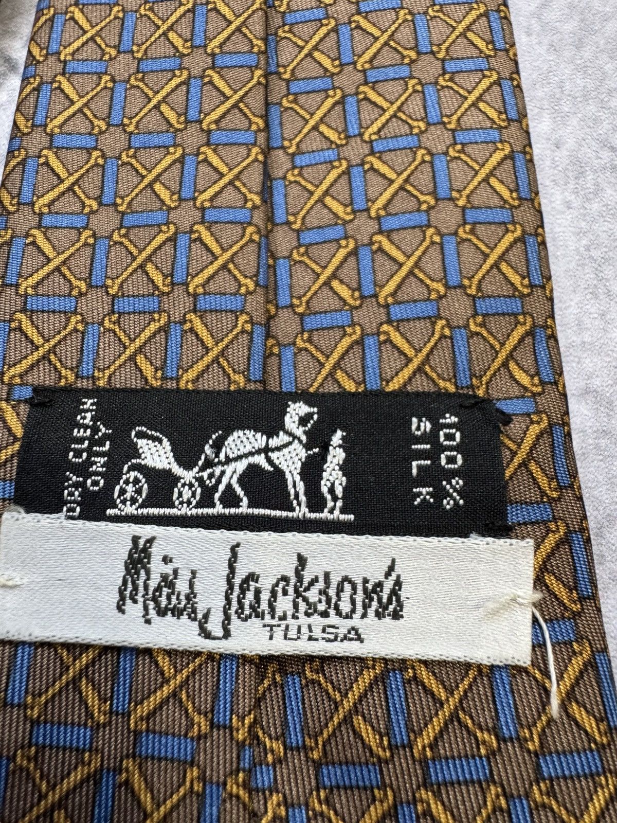 Hermes VINTAGE HERMES SILK TIE MONOGRAM Size ONE SIZE - 4 Thumbnail