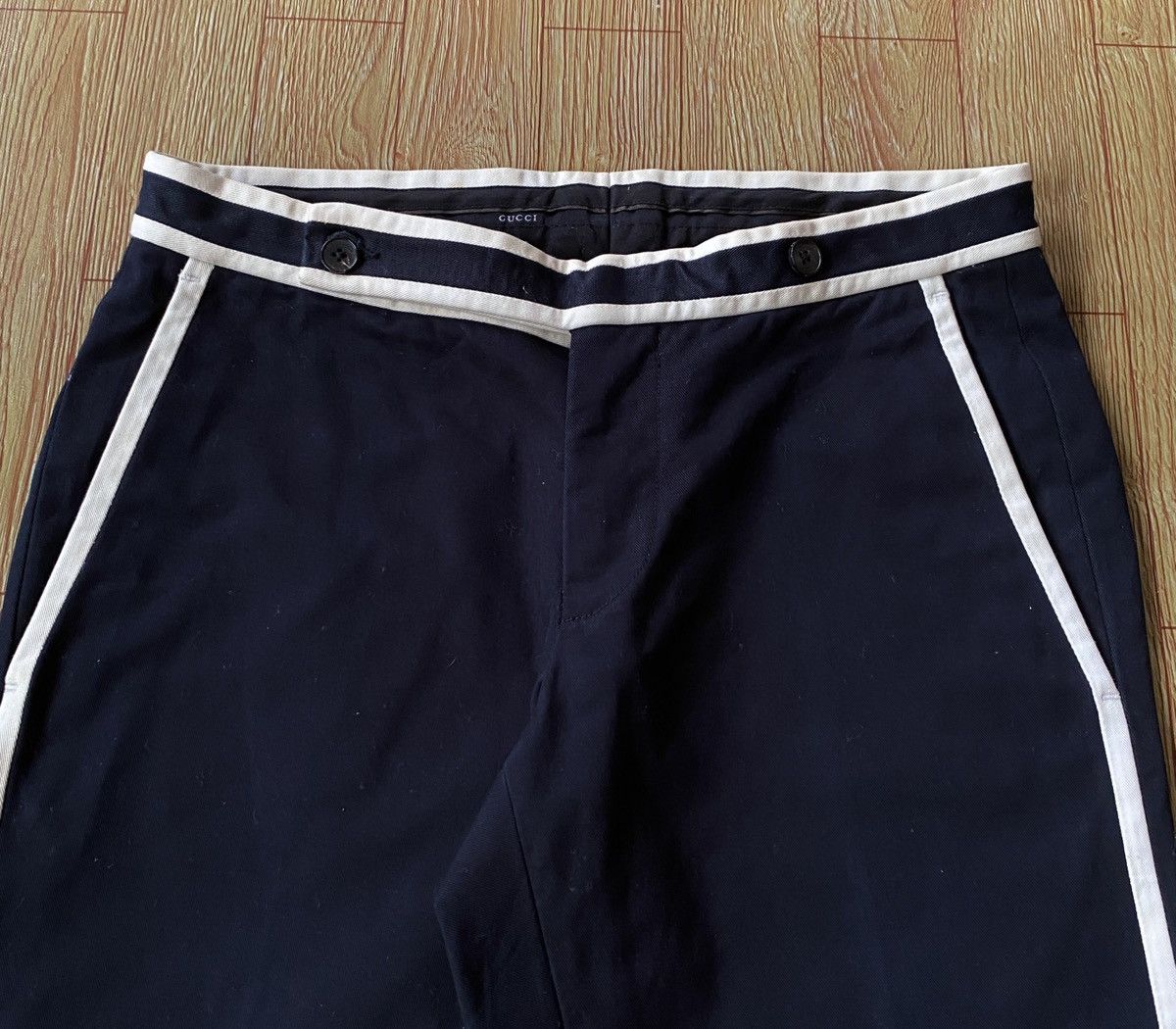 Gucci Rare Design Vintage Brand Gucci Navy Blue Casual Pants 1990s Size US 29 - 3 Thumbnail