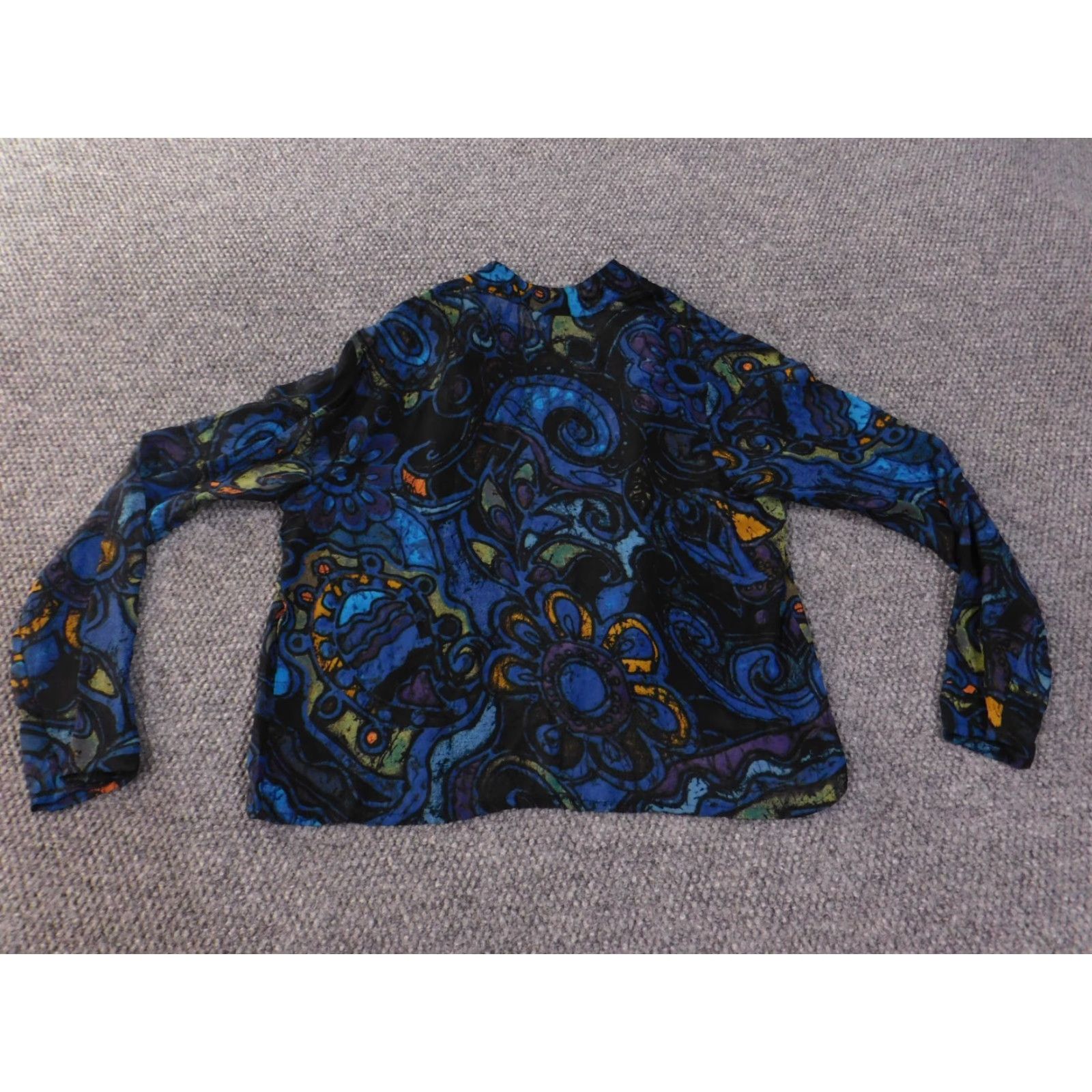 Vintage Chicos Blouse Shirt Womens 0 Blue Geometric Rayon Open Crew Neck Long Sleeve Open Casual Regular Vintage No Size XS / US 0-2 / IT 36-38 - 7 Thumbnail