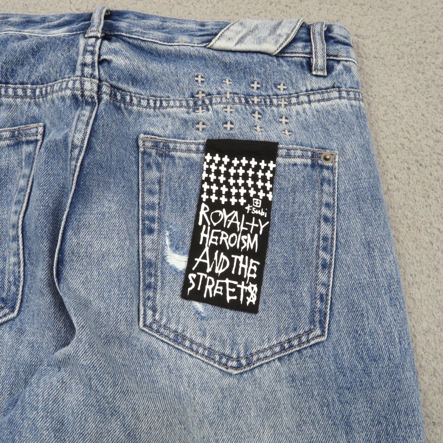 Ksubi Ksubi Jeans 33x34 Chitch Retrograde Thrashed Denim Patchwork Grunge Designer Men Jeans Slim 33 Blue Distressed 5-Pocket Mens Size US 33 - 5 Thumbnail