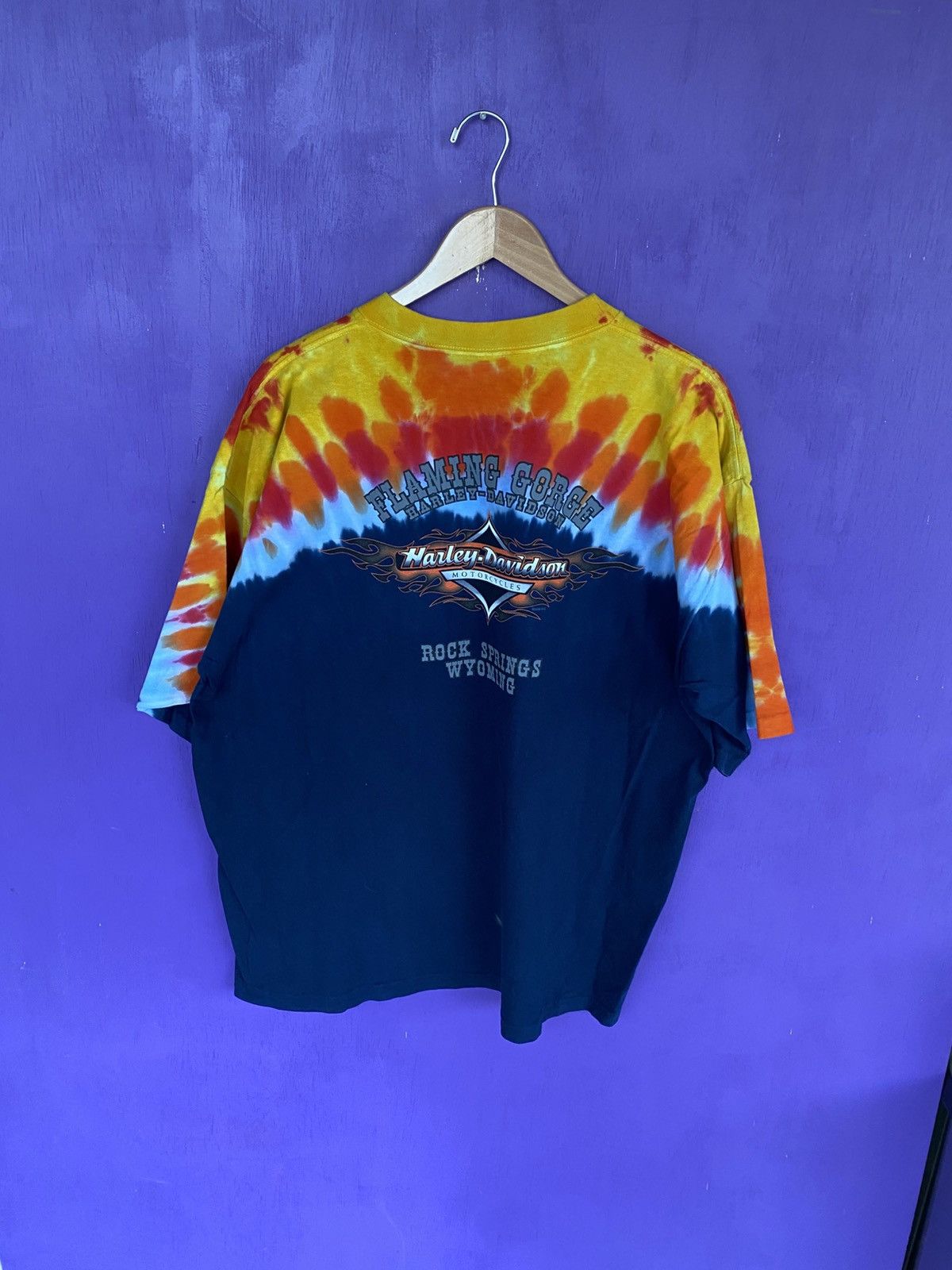 Harley Davidson Vintage 90s Harley Davidson tie dye logo t-shirt Size US XL / EU 56 / 4 - 2 Thumbnail