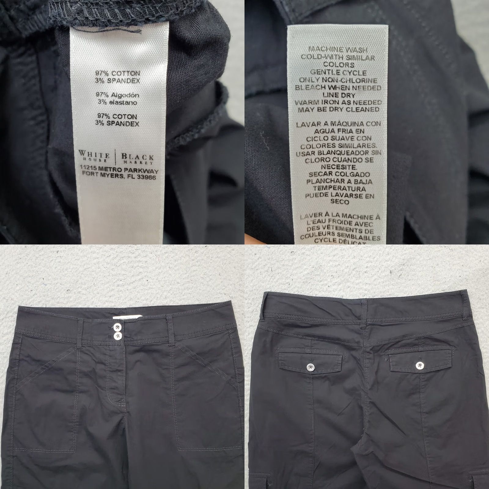 White House Black Market White House Black Market Poplin Cargo Crop Pants Womens 4 Black Button Fly Casual Travel Cotton Solid 25" Inseam 33.75" Outseam Mens? Size 27" / US 4 / IT 40 - 8 Thumbnail