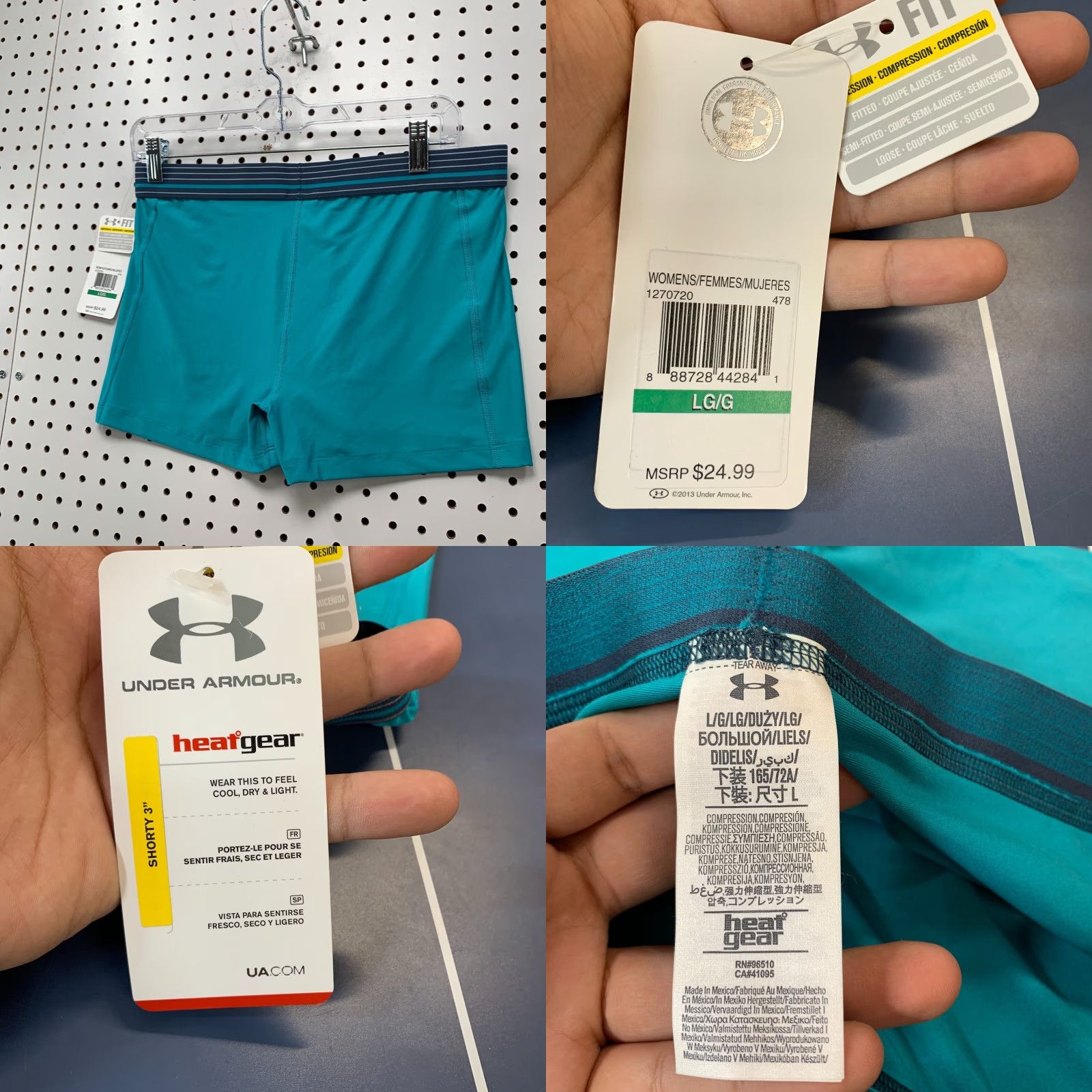 Under Armour Under Armour Heat Gear Active Shorts Women L Green 31 in Inseam 3 in Athletic Activewear Size 36" / US 14 / IT 50 - 8 Thumbnail