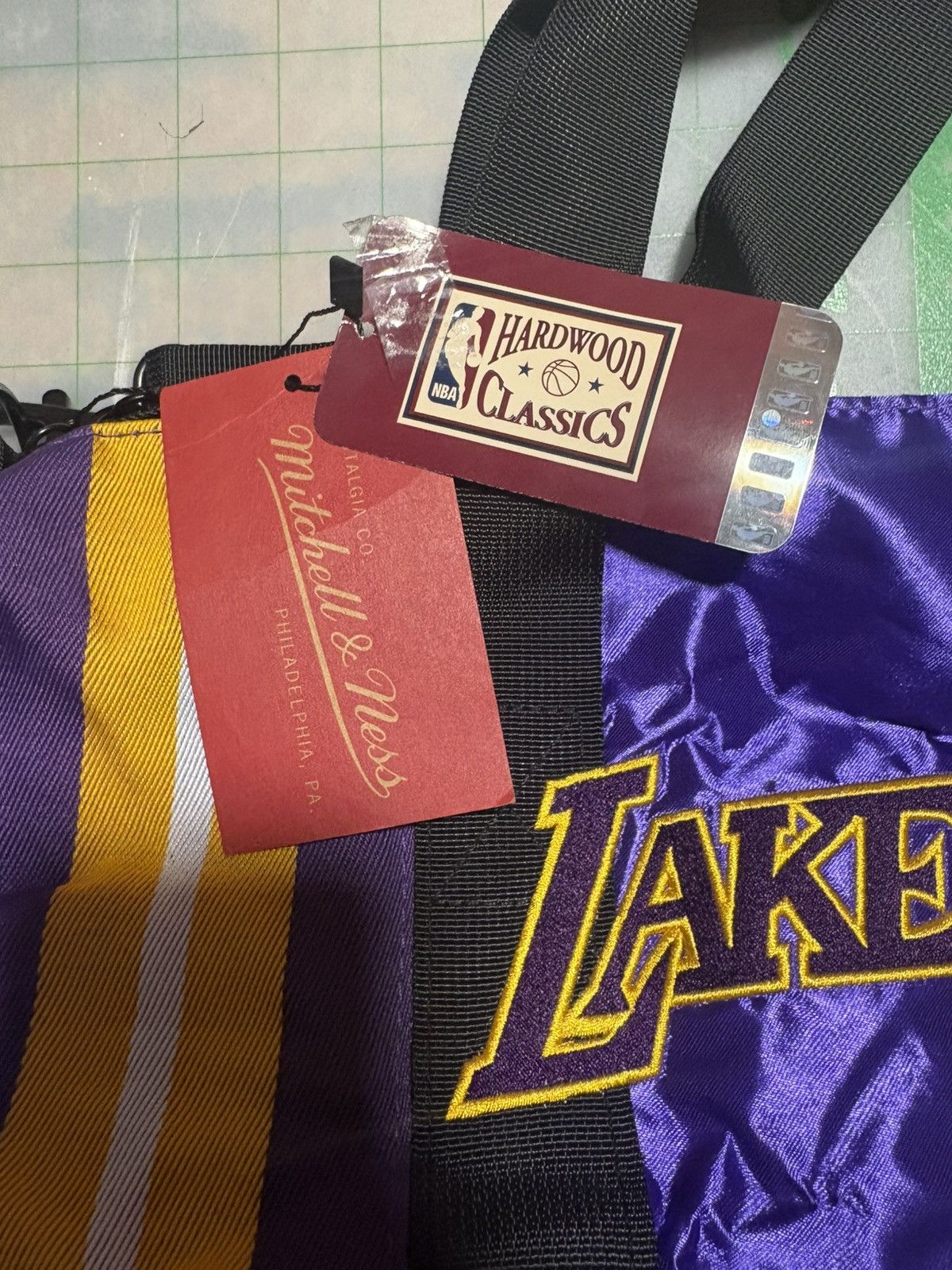 Mitchell & Ness Los Angeles Lakers Satin Duffel Bag By Mitchell & Ness Size 30 - 3 Thumbnail
