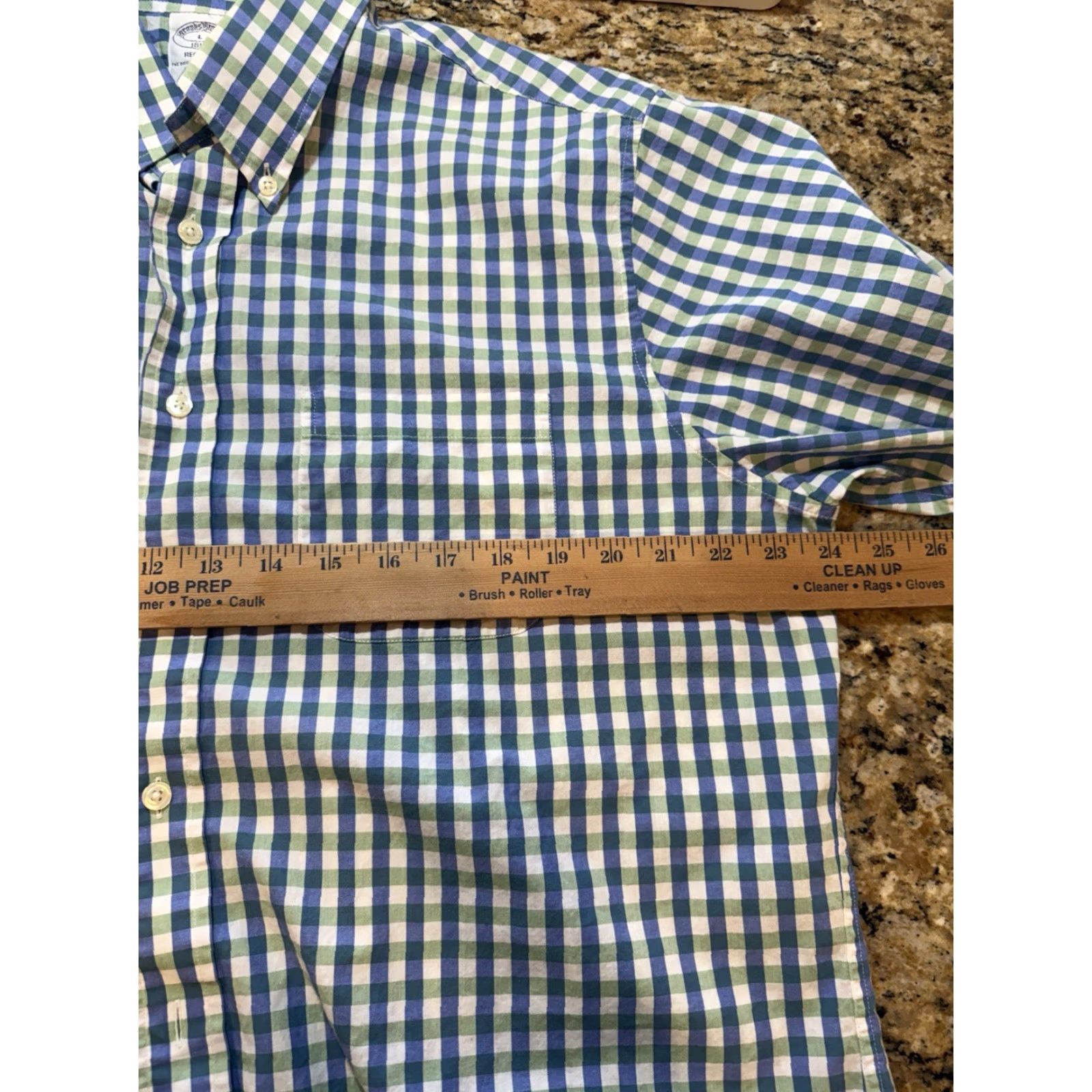 Brooks Brothers Brooks Brothers Shirt Button-Up Short Sleeve Regent Blue Green Gingham Plaid L Multicolor Cotton Mens Size US L / EU 52-54 / 3 - 2 Thumbnail