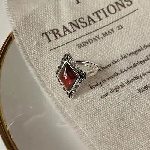 Jewelry Red Crystal Garnet Resizable Ring Size ONE SIZE - 2 Thumbnail
