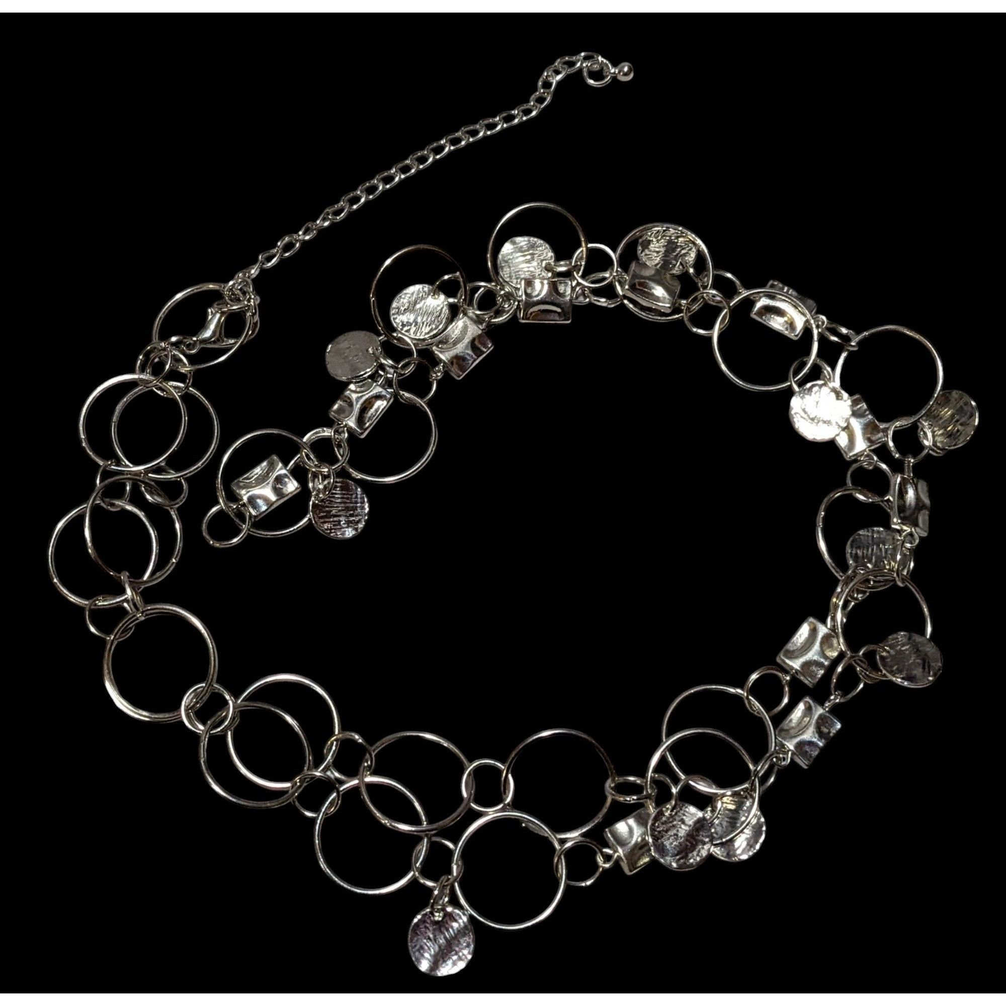 Other Silver Hoop Chain Geometric Charm Necklace Size ONE SIZE - 1 Thumbnail