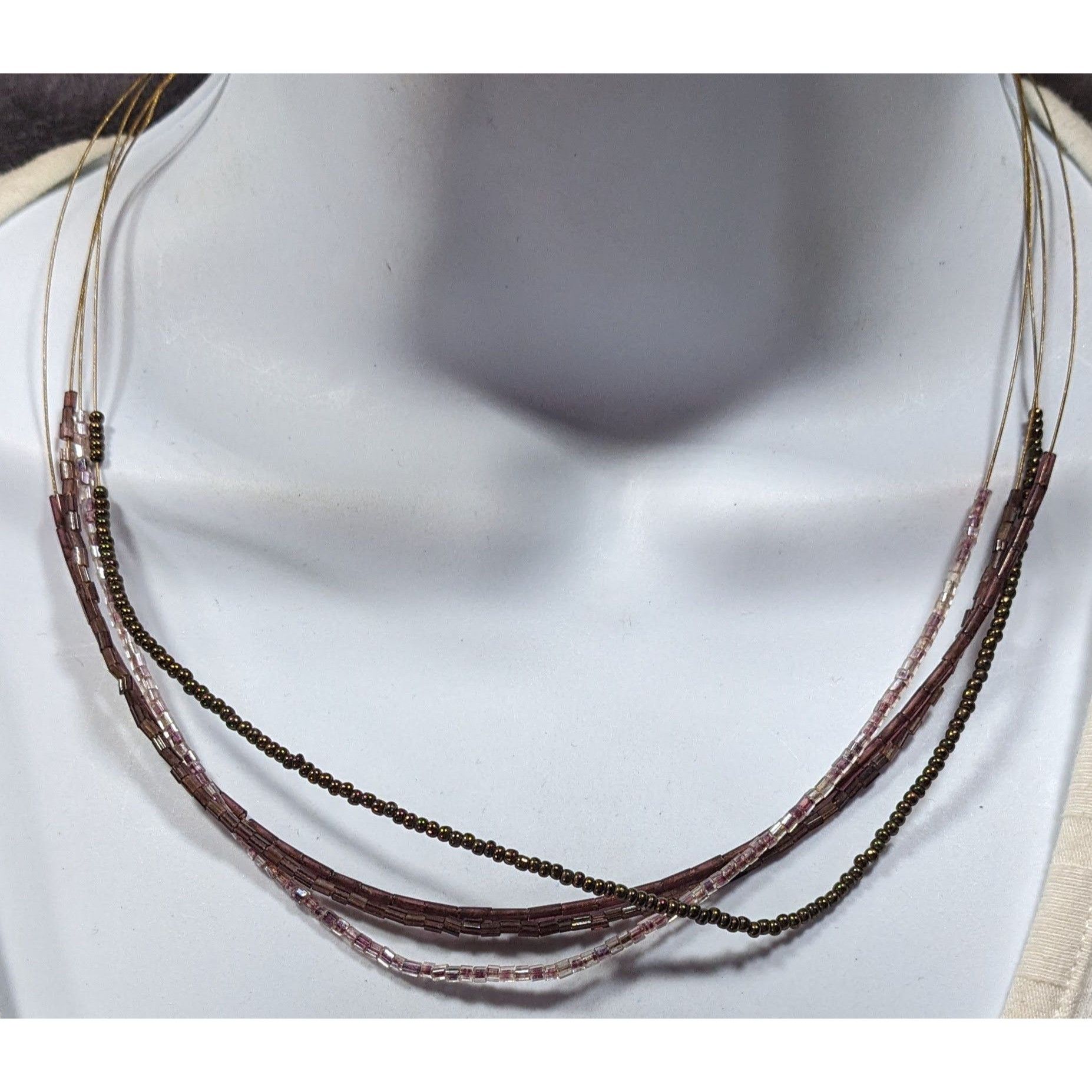 Other Simple Layered Brown And Purple Glass Beaded Necklace Size ONE SIZE - 1 Thumbnail