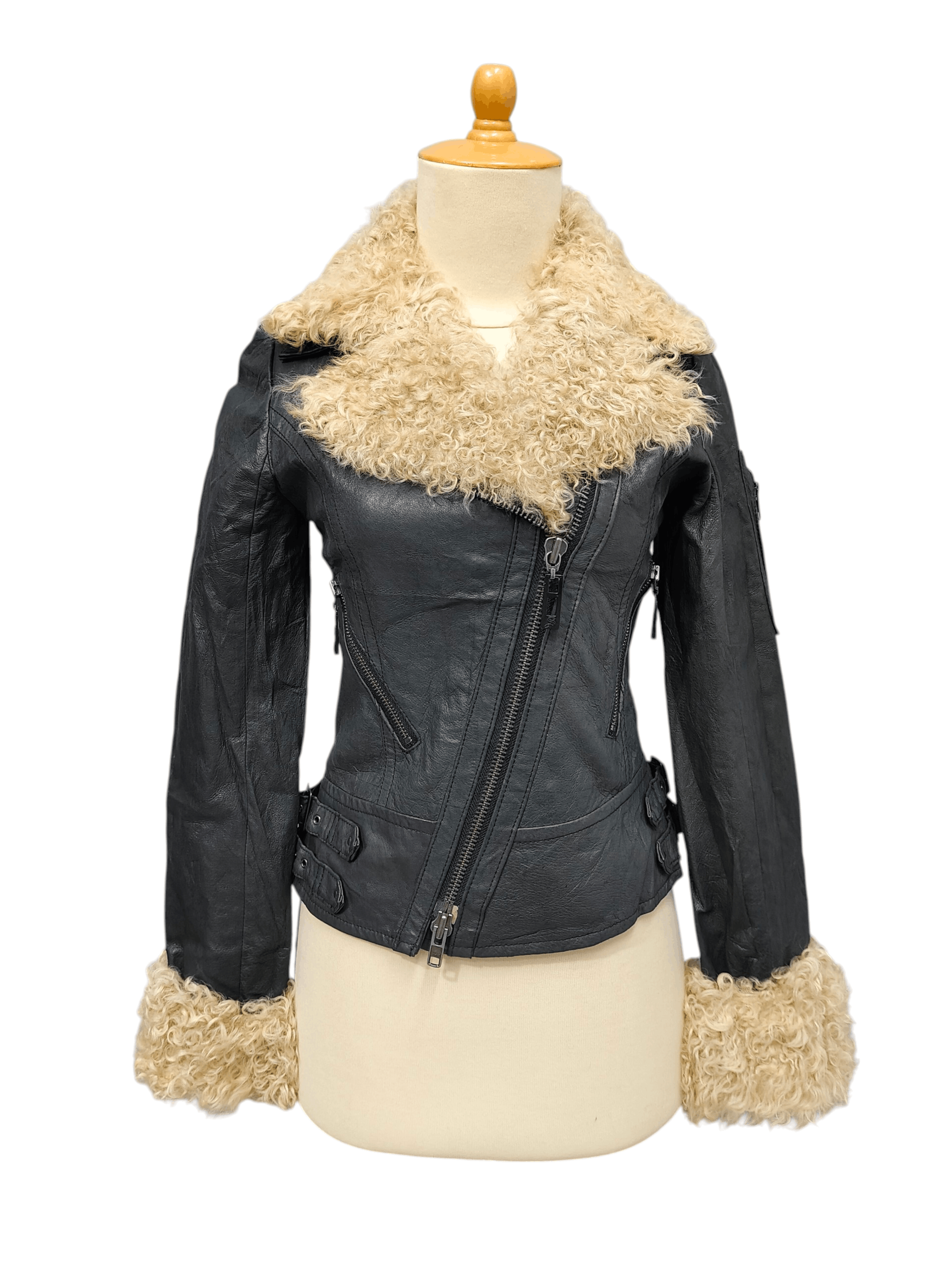 If Six Was Nine 00s Spiral Girl-Japanese Gothic Rock Asymmetric Fur Leather Size S / US 4 / IT 40 - 1 Thumbnail