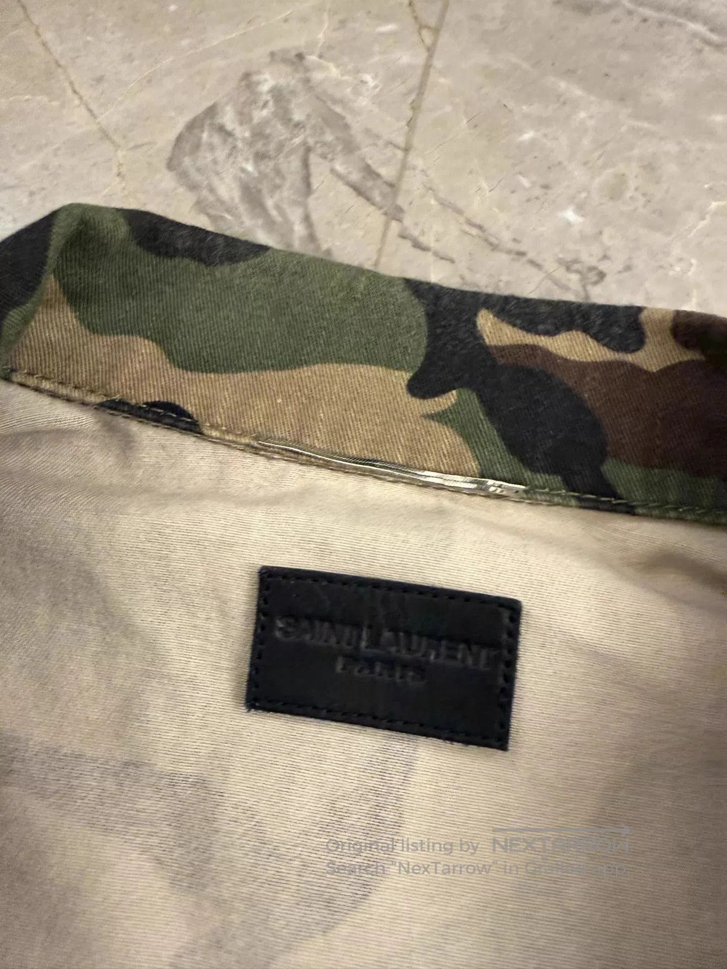 Saint Laurent Paris Camouflage Jacket with 'LOVE' Embroidered Back Patch. Size US S / EU 44-46 / 1 - 8 Thumbnail