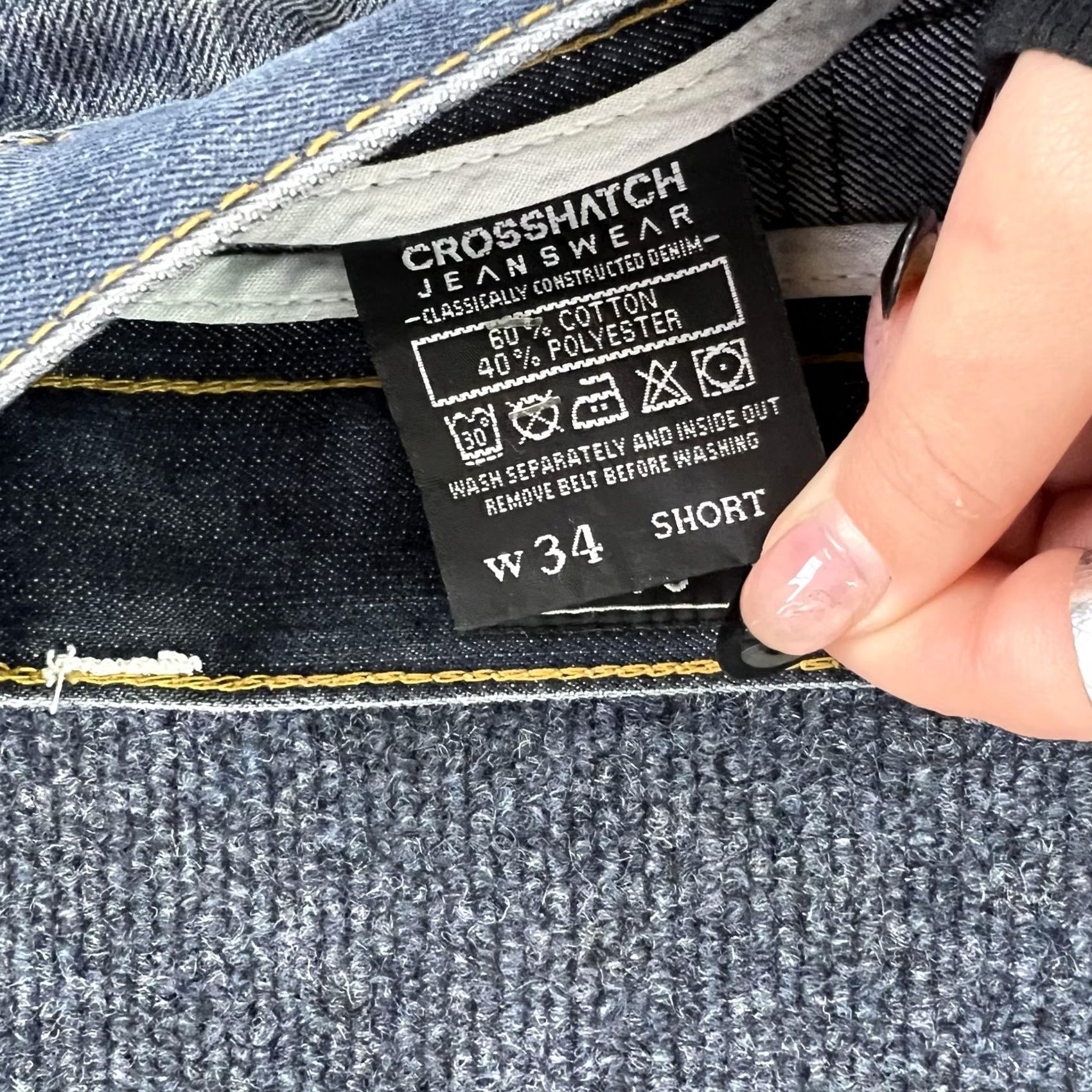 Vintage Crosshatch Jeans Mens W34 Short Blue Denim Straight Leg Faded Wash Casual Size US 34 / EU 50 - 5 Thumbnail