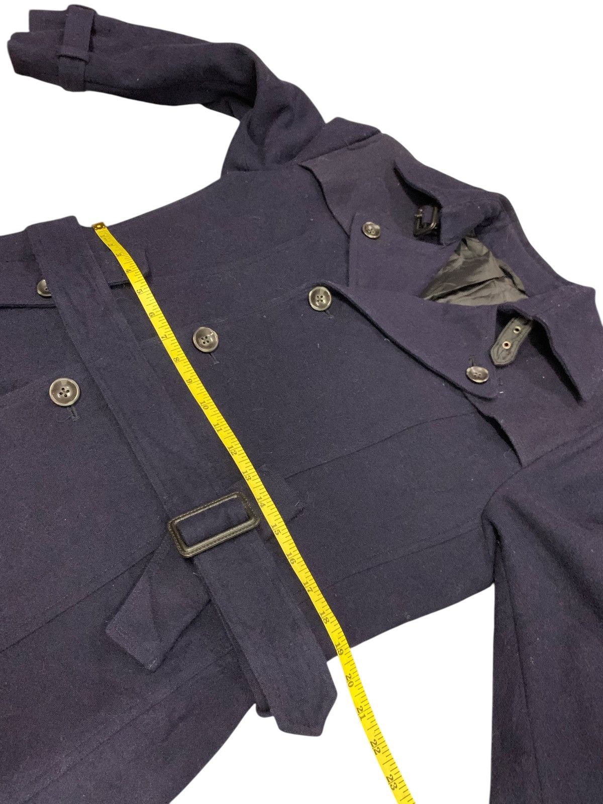 Designer × Japanese Brand × semanticdesign Rare‼️Semantic Design Wool Long Jacket Button Ups Navy Blue Size M / US 6-8 / IT 42-44 - 12 Thumbnail