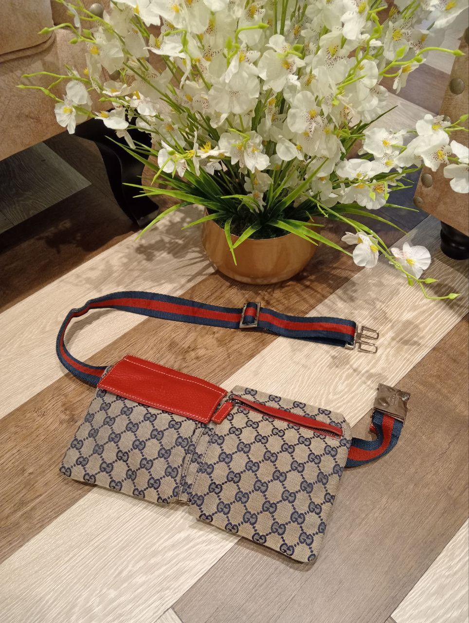 Gucci GUCCI GG CANVAS WEB DOUBLE POCKET BELT BAG Size ONE SIZE - 1 Thumbnail