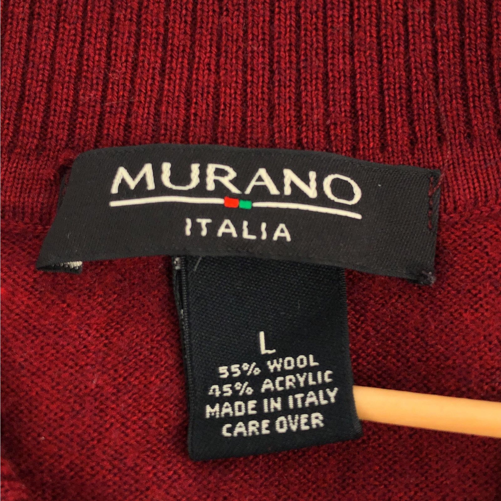 Murano × Vintage 90s crimson dark red collared sweater 1990s vintage Size US L / EU 52-54 / 3 - 3 Thumbnail