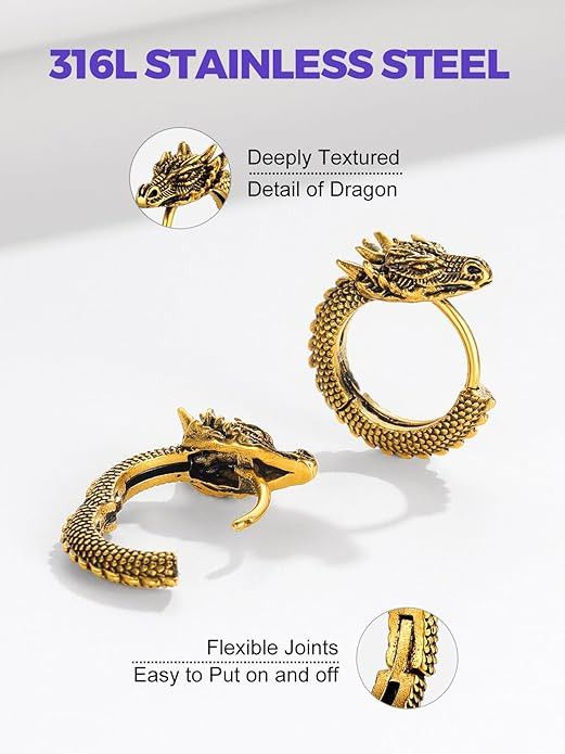 Other Dragon gold earrings Size ONE SIZE - 3 Thumbnail