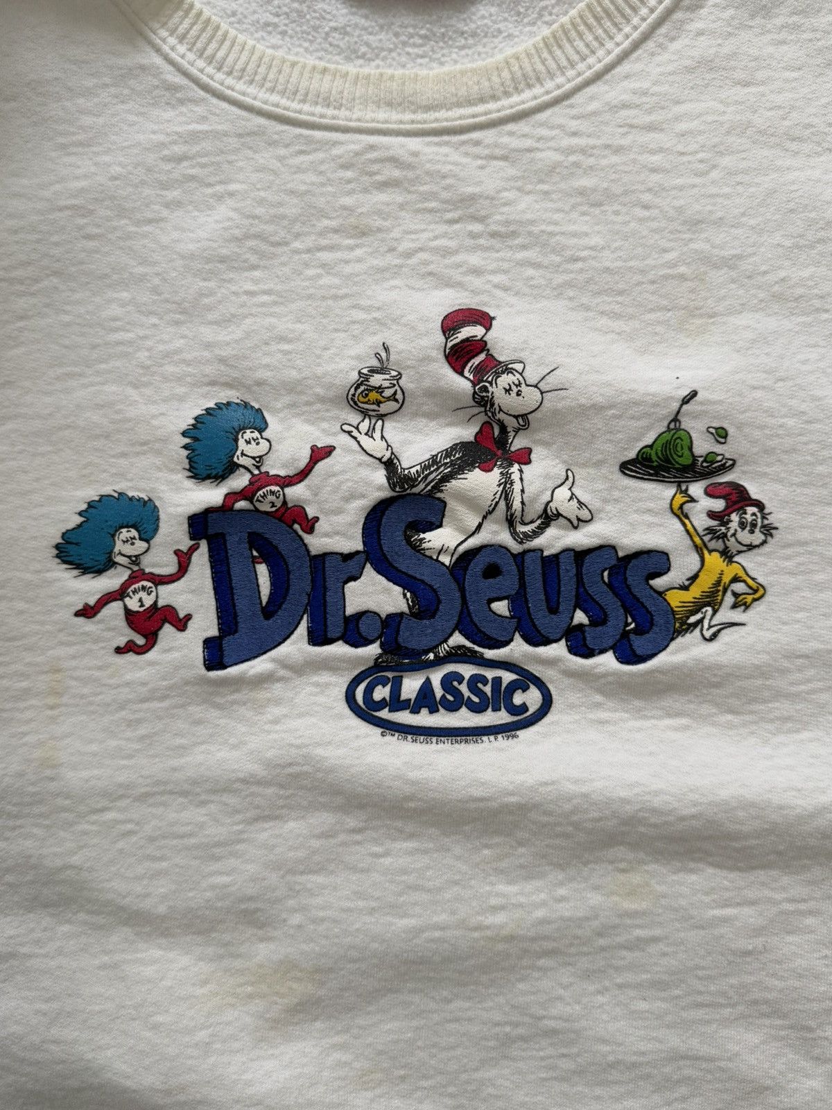 Other × Vintage Vintage 90’s Dr Seuss Crewneck Sweater White Used Fits XL Size US XL / EU 56 / 4 - 8 Thumbnail