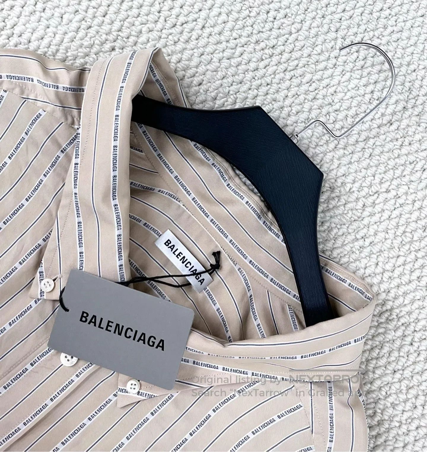 Balenciaga Balenciaga Khaki Striped Barrage Print Mulberry Silk Shirt Size XXL / US 16-18 / IT 52-54 - 3 Thumbnail
