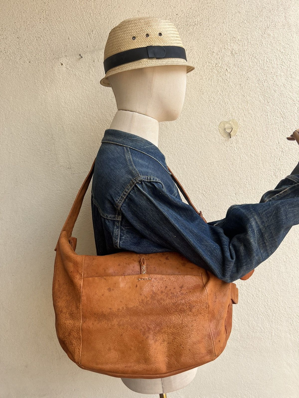 Leather Genten Japan Fade Patina Leather Bag Banana Size ONE SIZE - 3 Thumbnail