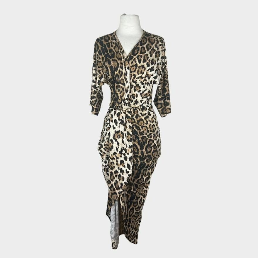 Nordstrom Dress Day | Leopard high Low Gathered Dress | Small NWT Size S / US 4 / IT 40 - 5 Thumbnail