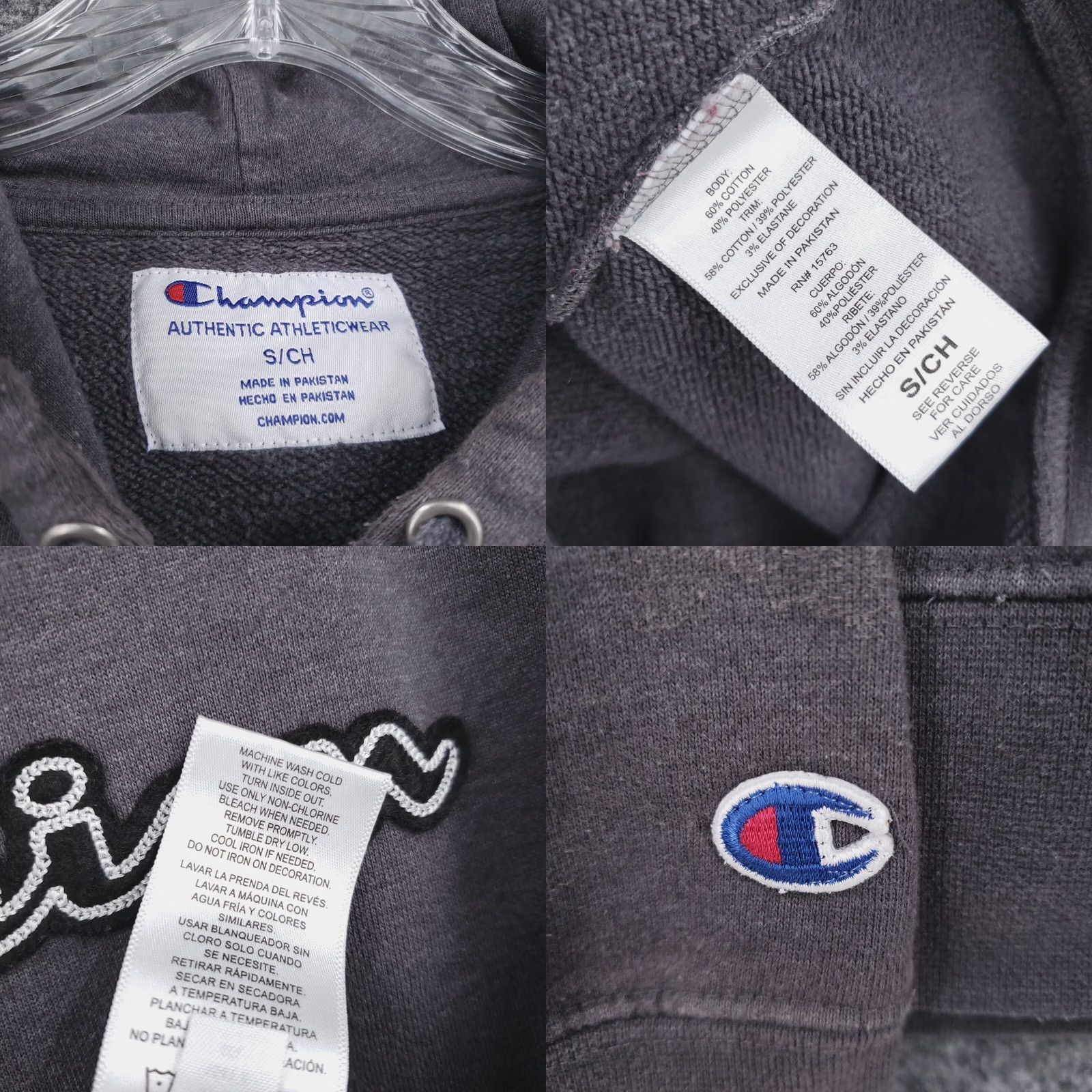 Champion Champion Hoodie Mens Small Gray Sweatshirt Fleece Pullover Sweatshirt Pullover Hooded Size US S / EU 44-46 / 1 - 8 Thumbnail