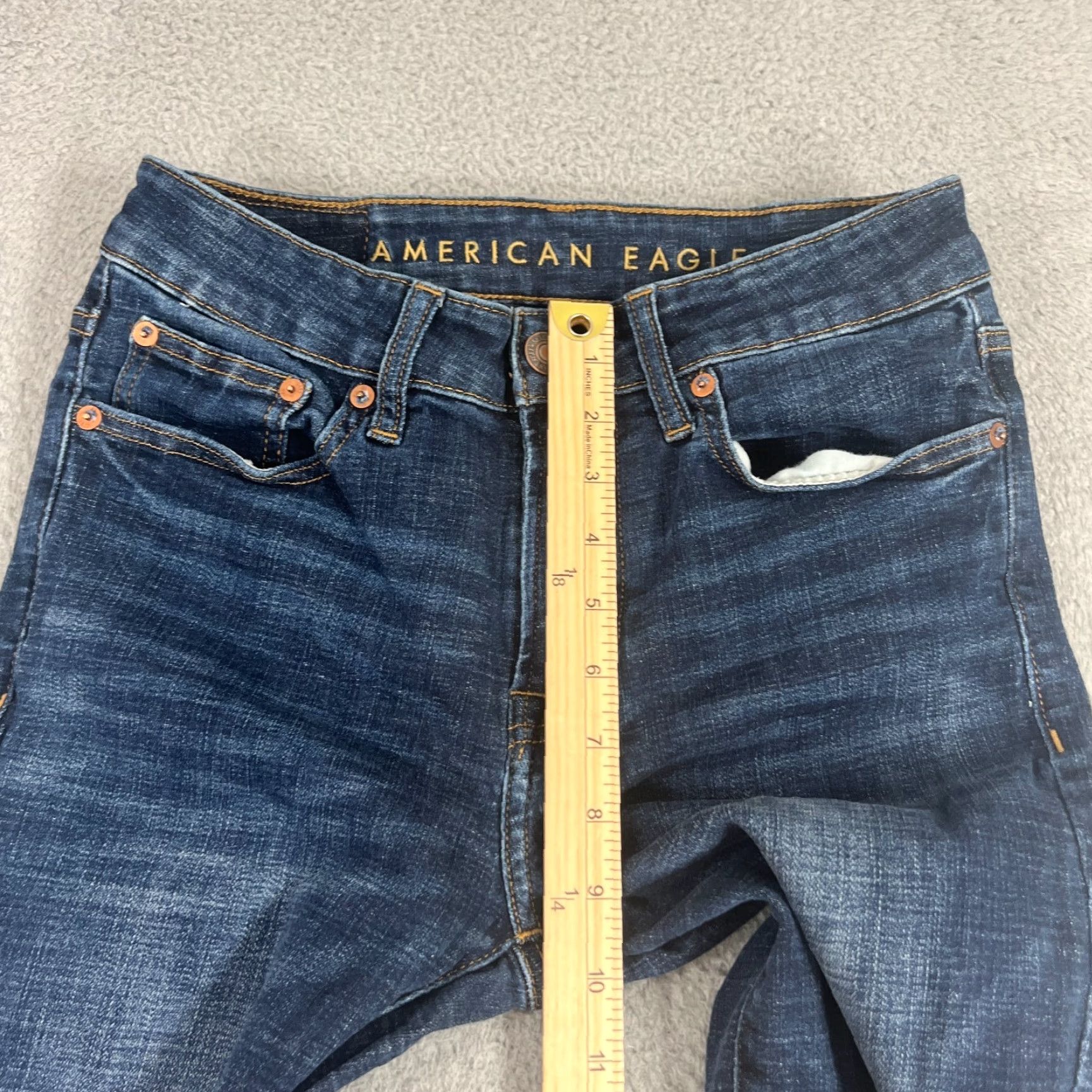 American Eagle Outfitters VINTAGE American Eagle Outfitters Mens Jeans Skinny 29x32 Dark Blue Stretch Distressed Whiskered Modern Size US 29 - 3 Thumbnail