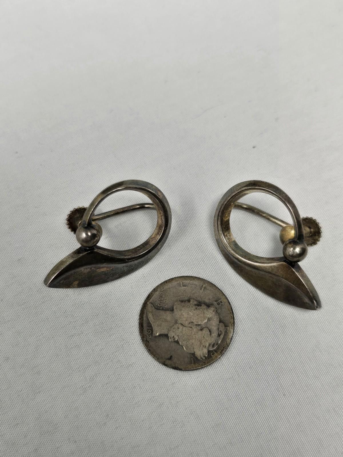Other Vintage Hans Hansen Denmark Silver Modernist Earrings Size ONE SIZE - 4 Thumbnail