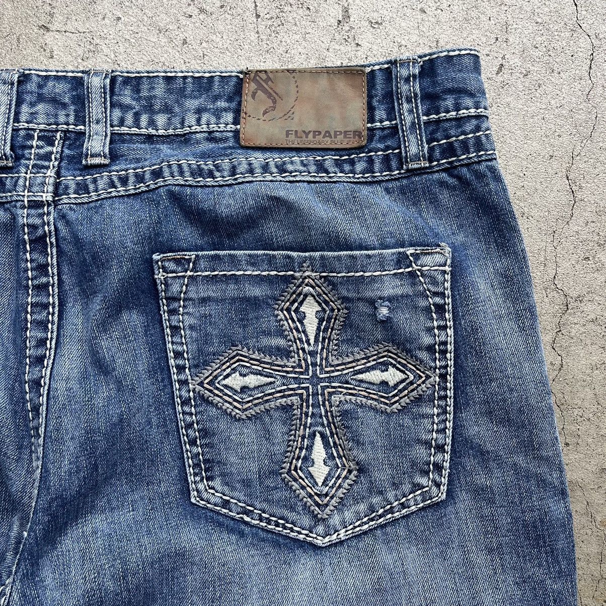 Affliction Crazy Y2K Cross Pocket Grunge Baggy Wide Leg Skater Distress Size US 38 / EU 54 - 3 Thumbnail