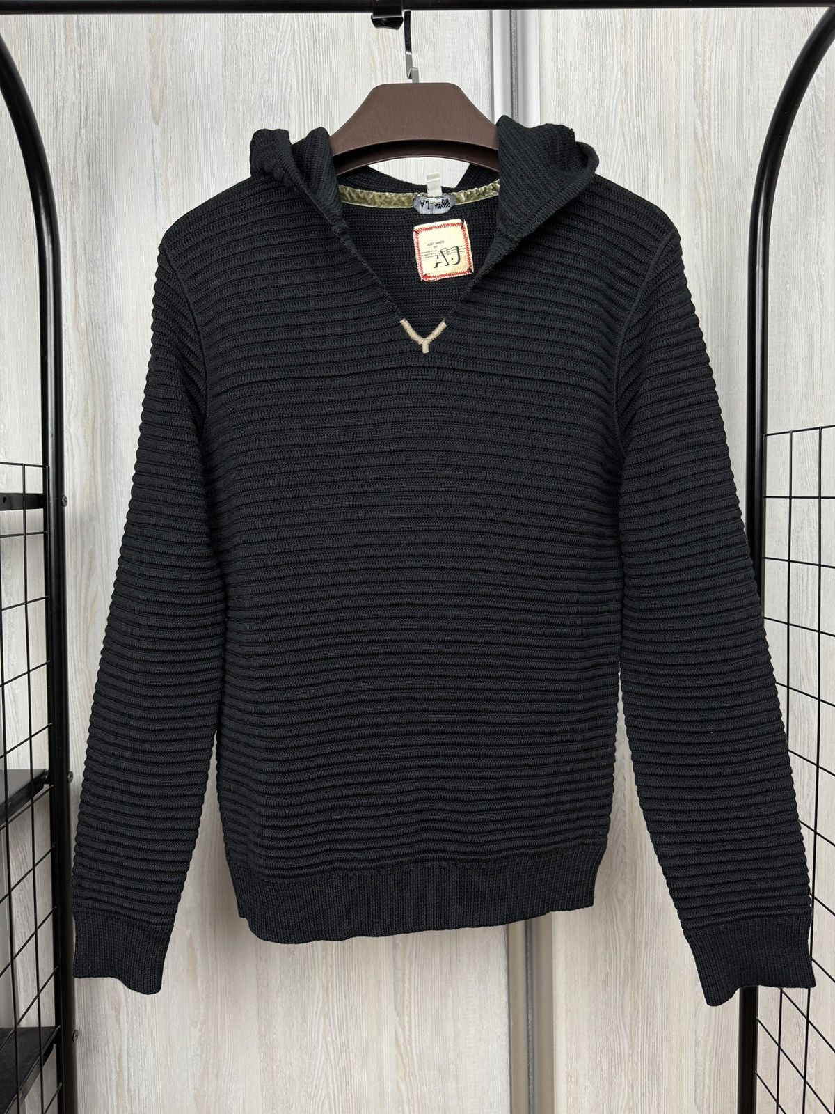 Armani Armani Jeans black ribbed wool blend hooded knitted sweater Size US S / EU 44-46 / 1 - 2 Thumbnail
