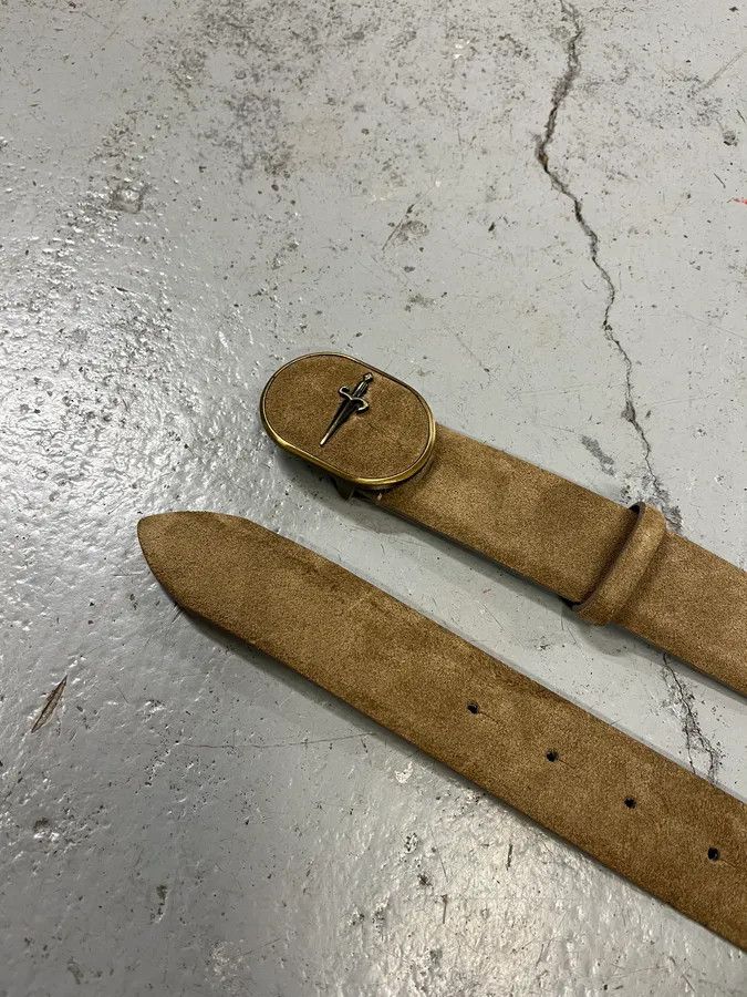 Vintage Cesare Paciotti Dagger Buckle Belt Beige Suede Belt Size ONE SIZE - 4 Thumbnail