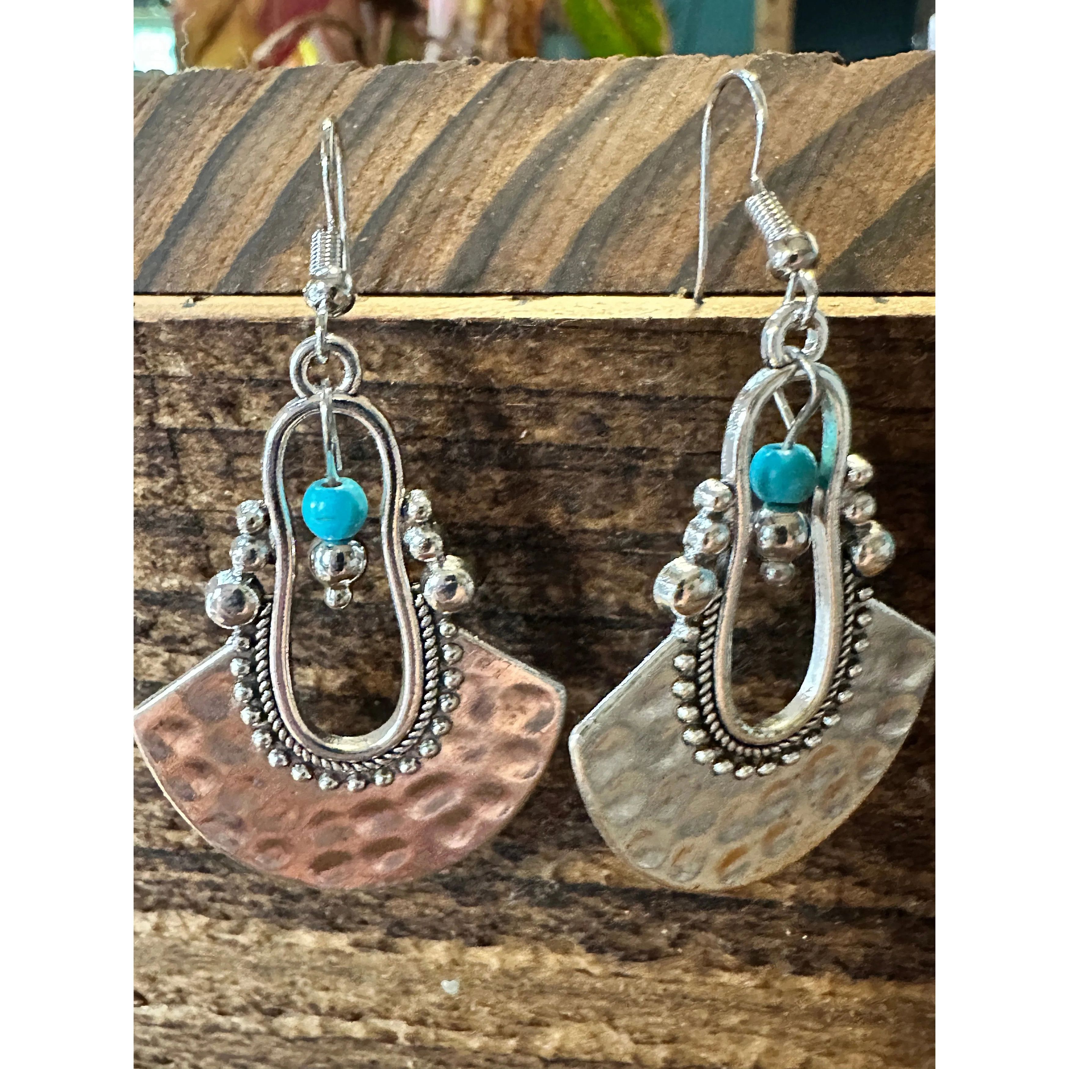 Other Boho Hippie Western Cowgirl Turquoise Stone Fan Silver Drop Size ONE SIZE - 1 Thumbnail