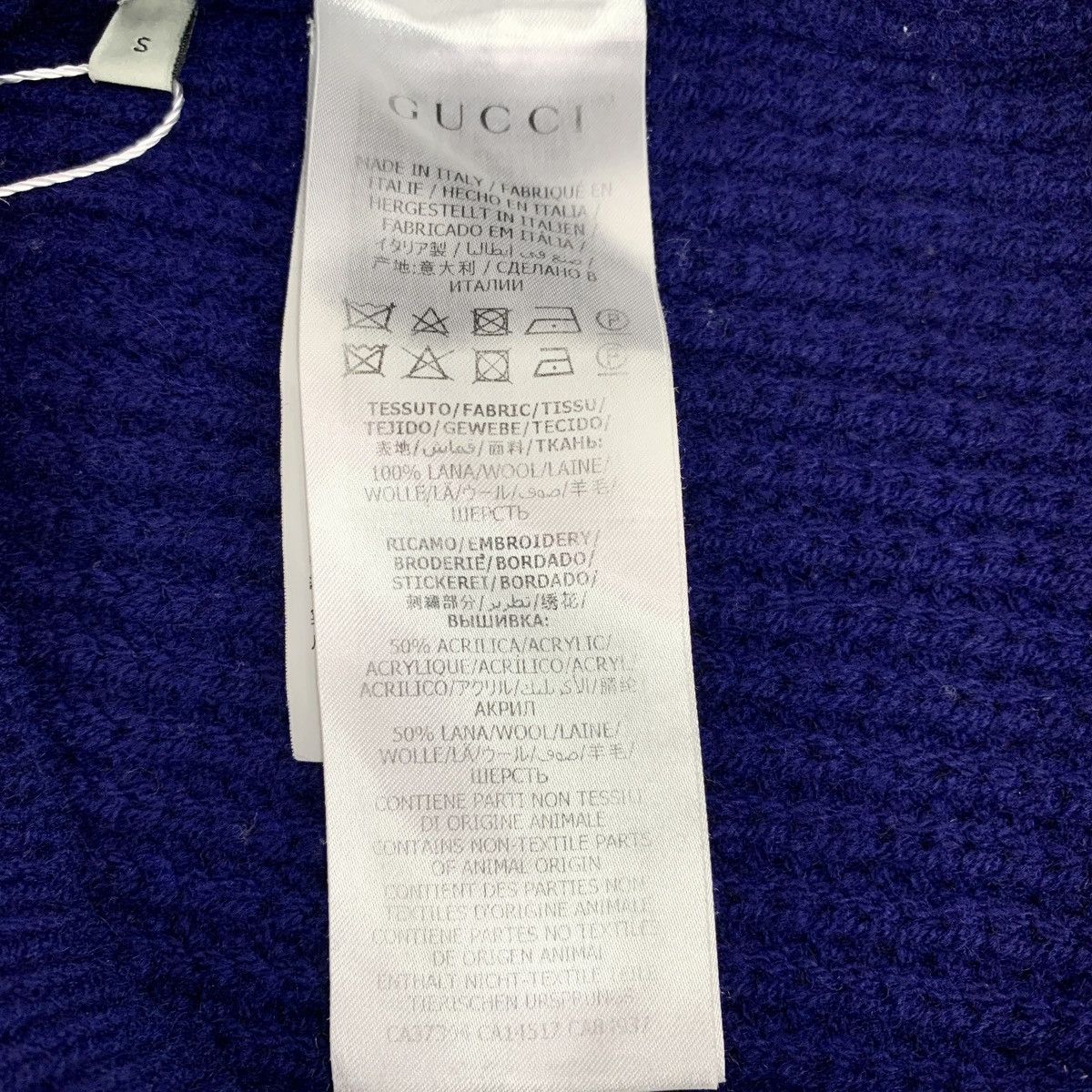 Gucci Gucci Navy Blue Double G Embroidered Wool V-Neck Cardigan Size S / US 4 / IT 40 - 6 Thumbnail