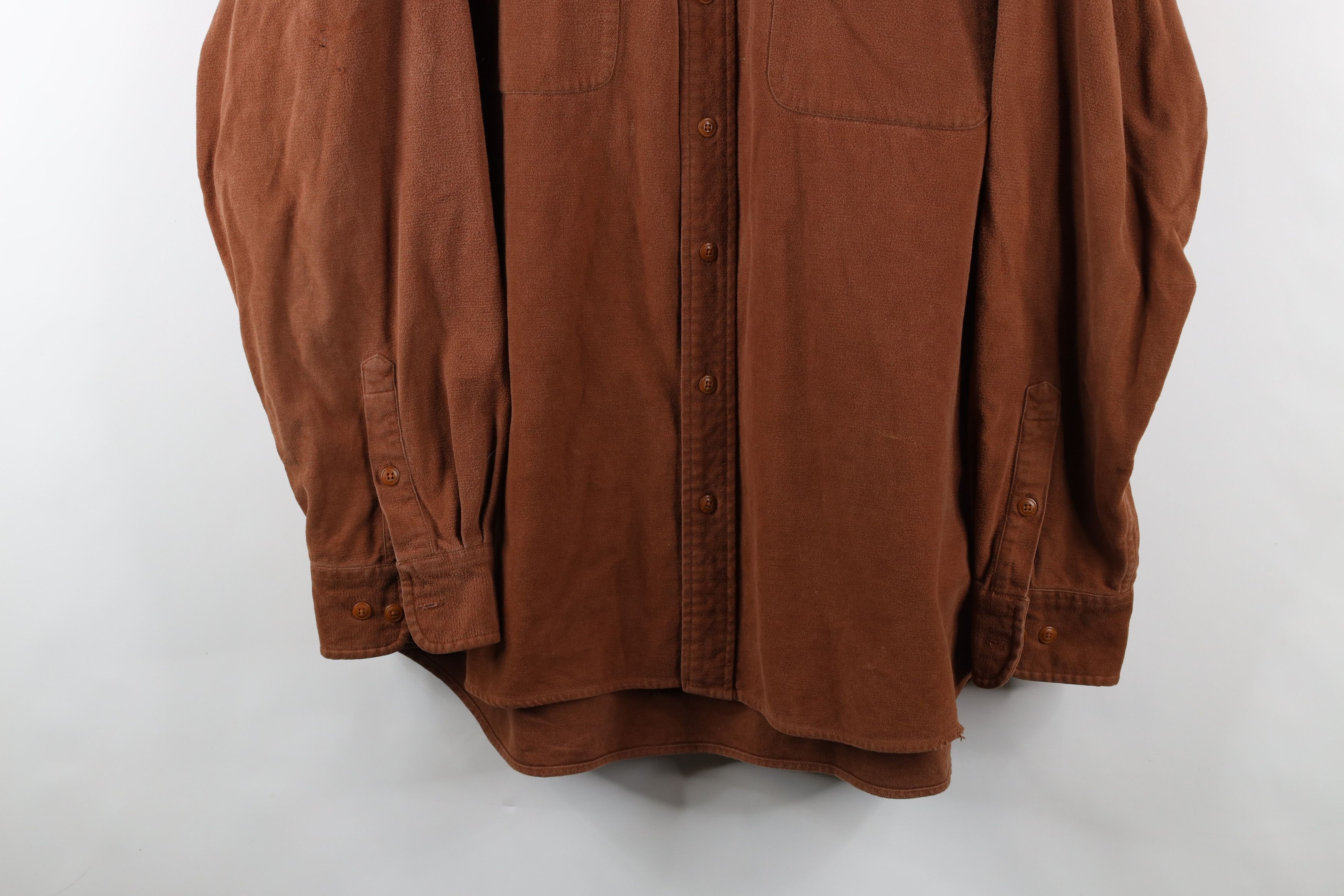 Cabelas × Vintage Vintage 90s Cabelas Chamois Cloth Button Down Shirt Brown Size US XL / EU 56 / 4 - 3 Thumbnail