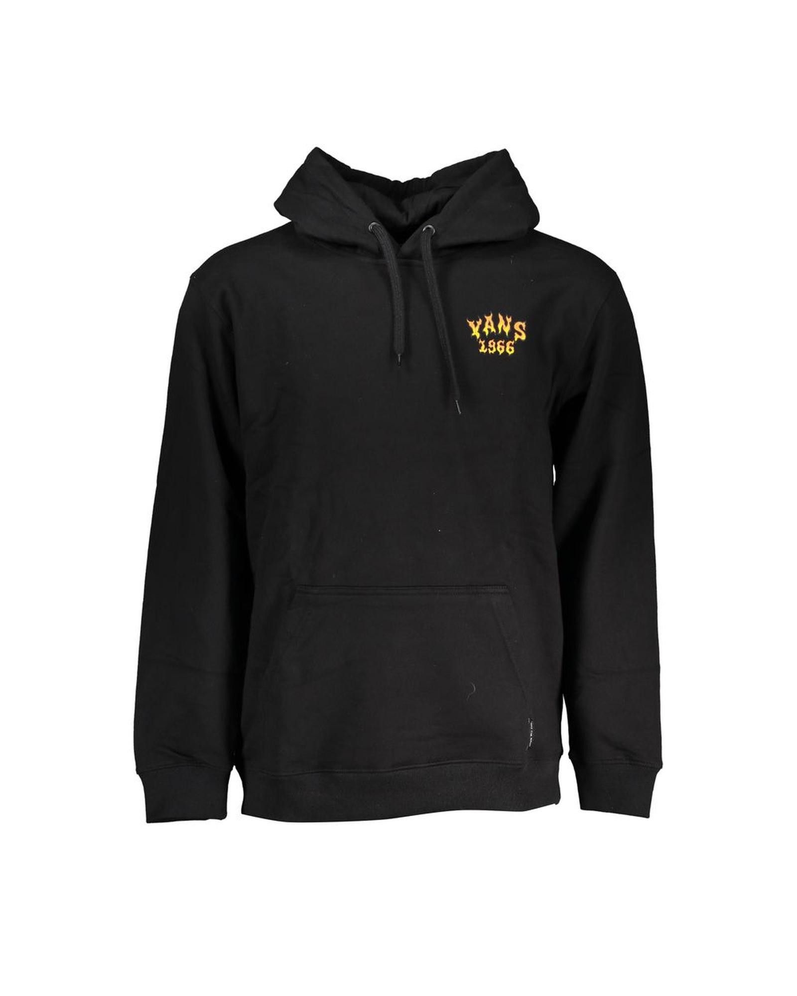 image of Vans Hooded Fleece Sweatshirt With Logo Print And Central Pocket in Black, Men's (Size Small)