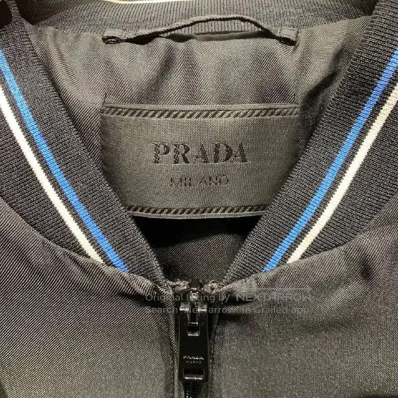 Prada Prada Black Men's Jacket with Blue Stripes. Size US L / EU 52-54 / 3 - 2 Thumbnail