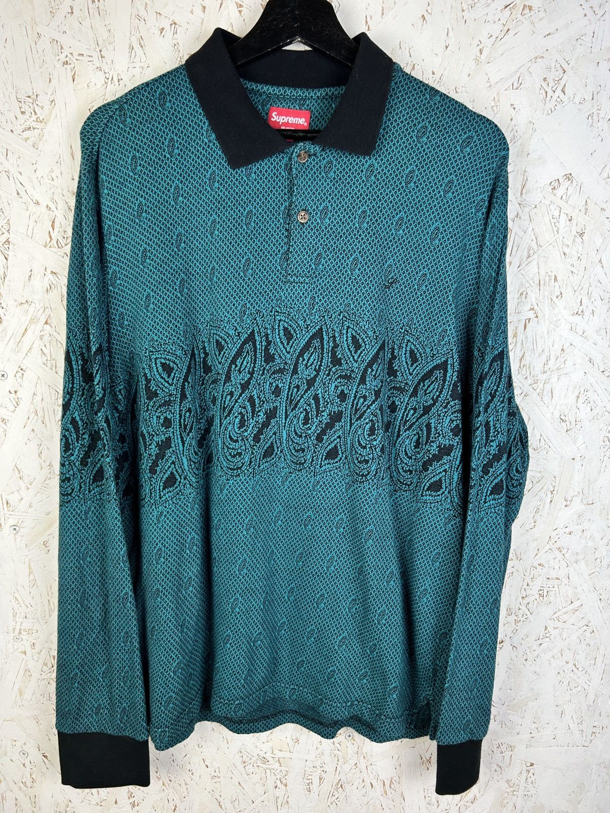 Supreme Supreme FW16 Paisley Blue Knit Collared Long Sleeve L Size US L / EU 52-54 / 3 - 1 Thumbnail