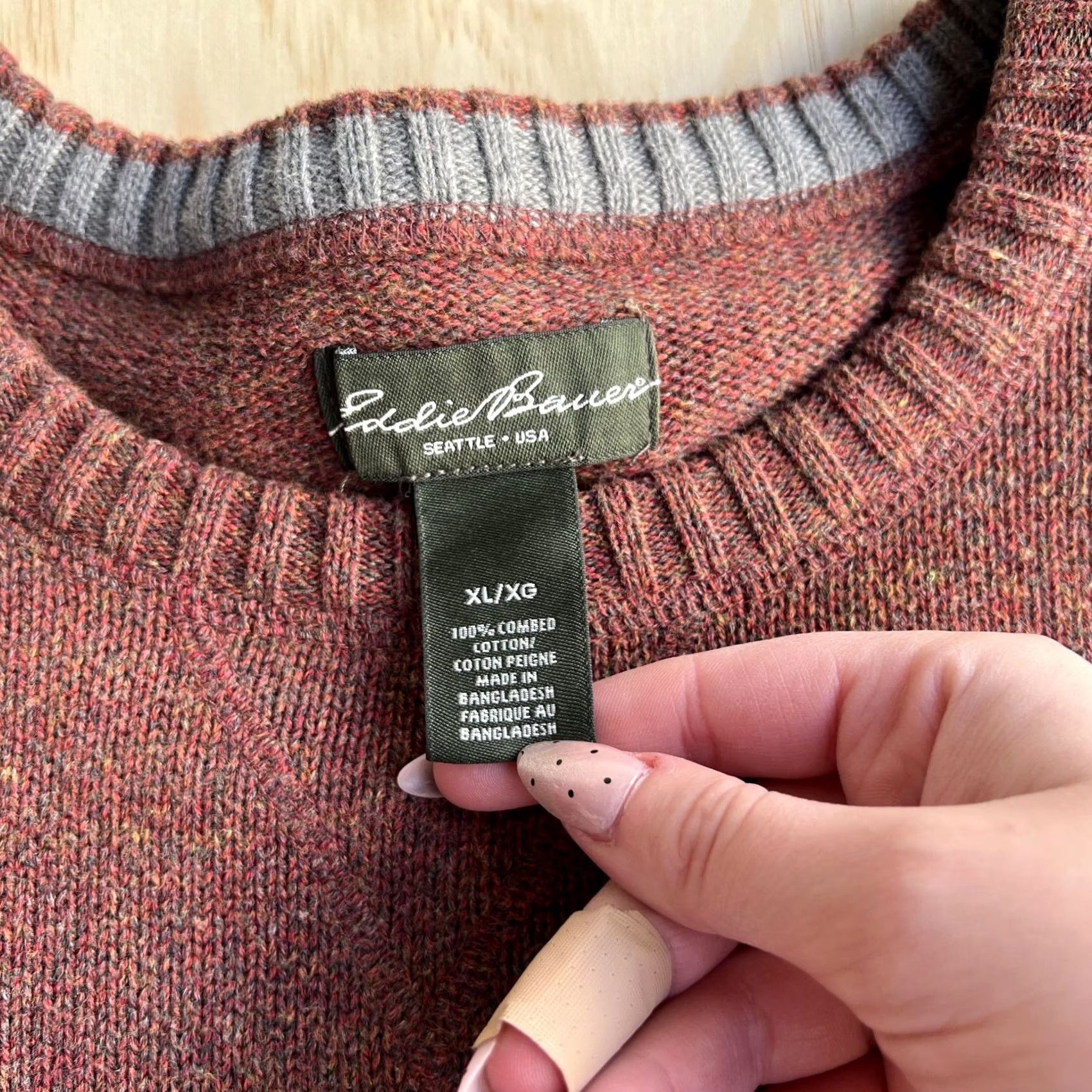 Eddie Bauer Eddie Bauer Sweater Mens XL Orange Heathered Crewneck Knit Pullover 100% Cotton Size US XL / EU 56 / 4 - 3 Thumbnail