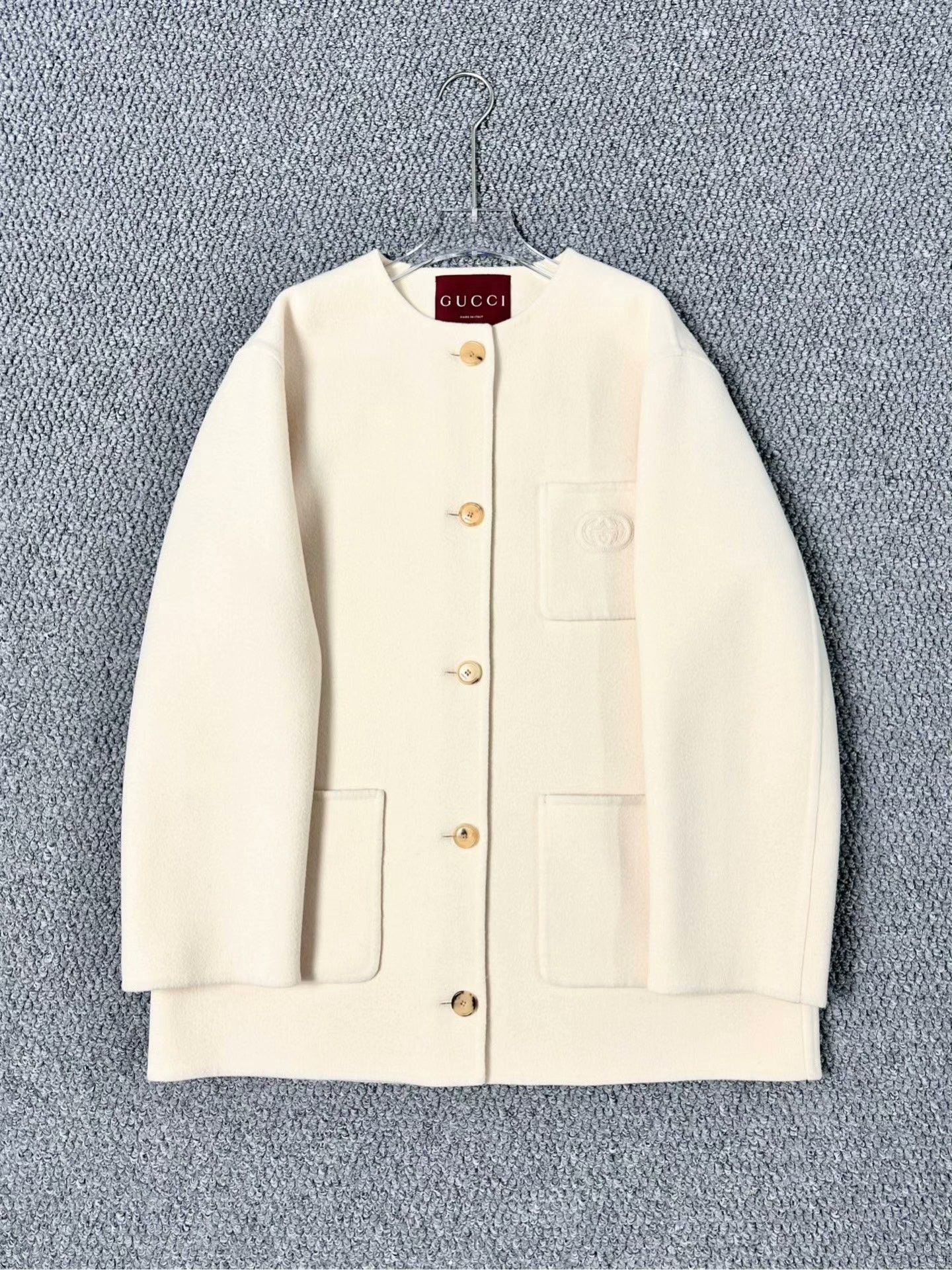 Gucci Gucci Cream Single-Breasted Cashmere Jacket Size US XXS / EU 40 - 1 Thumbnail