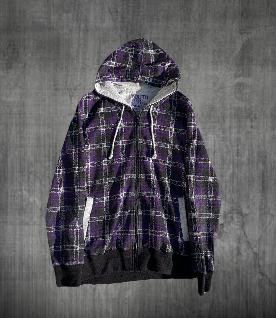 If Six Was Nine 2000s Japanese archive Plaid Hood Zip-up Hoodie
