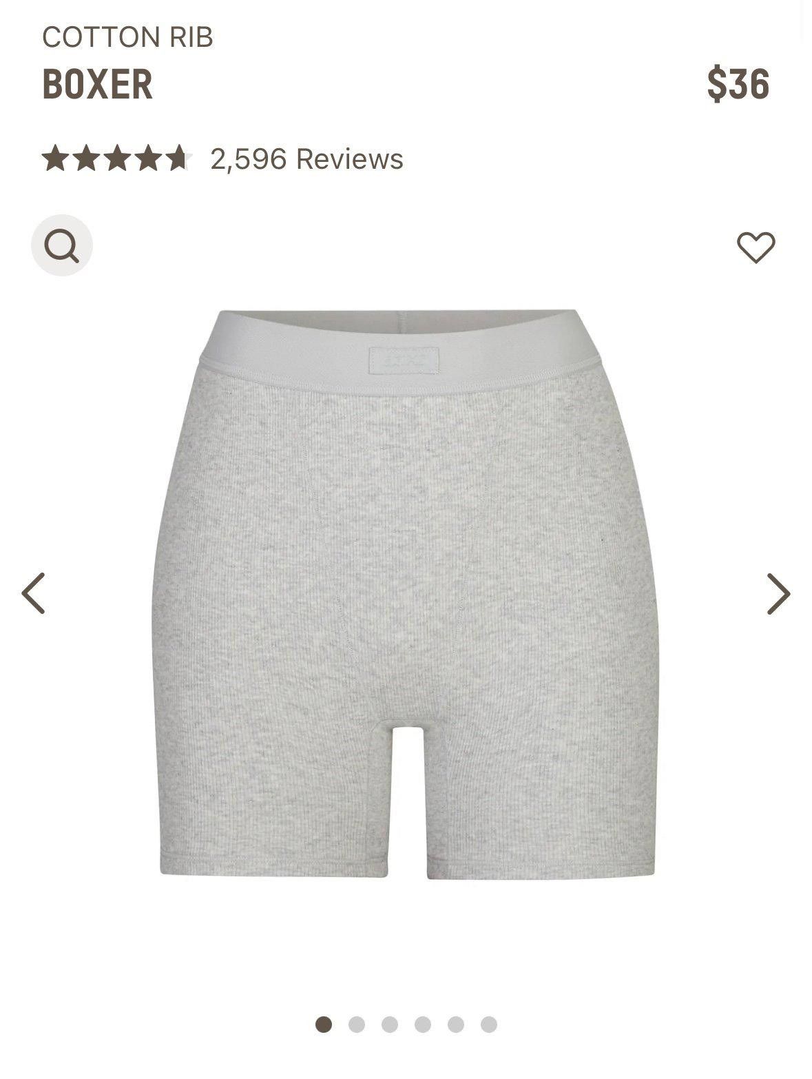 Kim Kardashian Skims Cotton Rib Boxer Light Heather Grey Size ONE SIZE - 1 Thumbnail