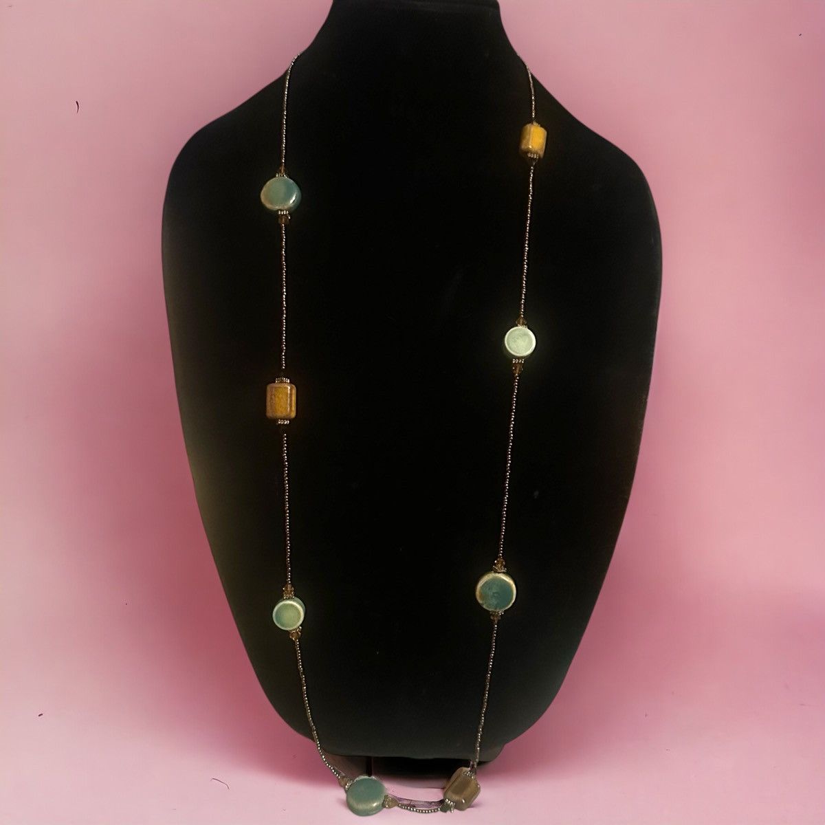 Other Long copper beaded stationed agate necklace Size ONE SIZE - 1 Thumbnail