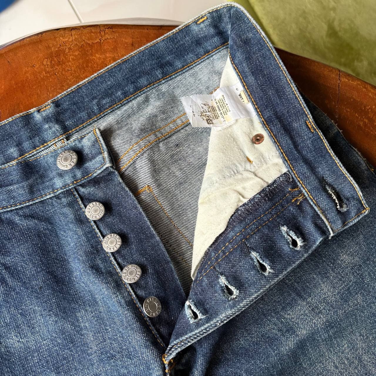 Helmut Lang Vintage Helmut Lang 1998 Classic Raw Denim Button Fly Jeans Size US 30 / EU 46 - 9 Thumbnail