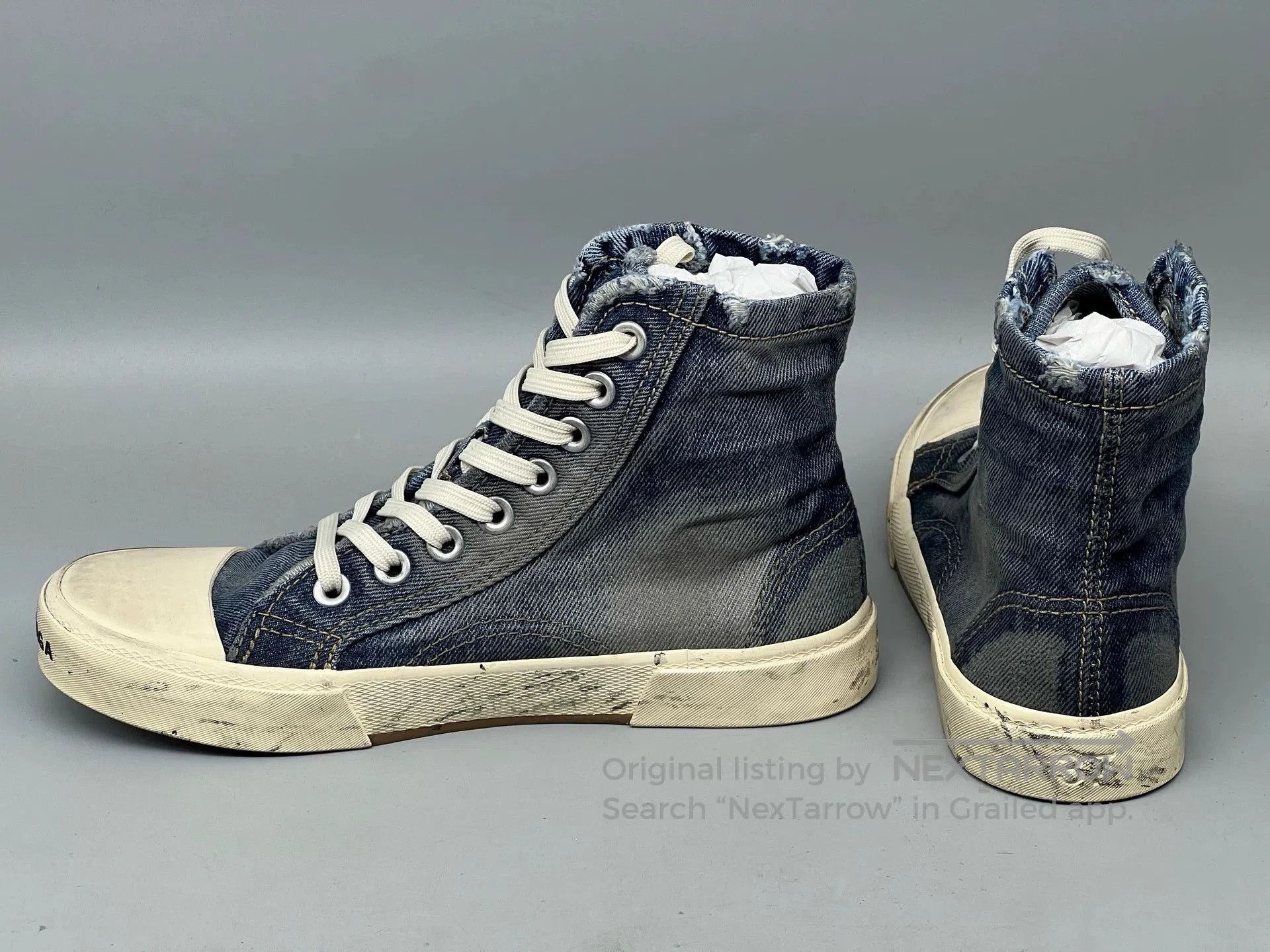 Balenciaga balenciaga blue distressed high-top sneakers. Size US 7.5 / EU 40-41 - 3 Thumbnail