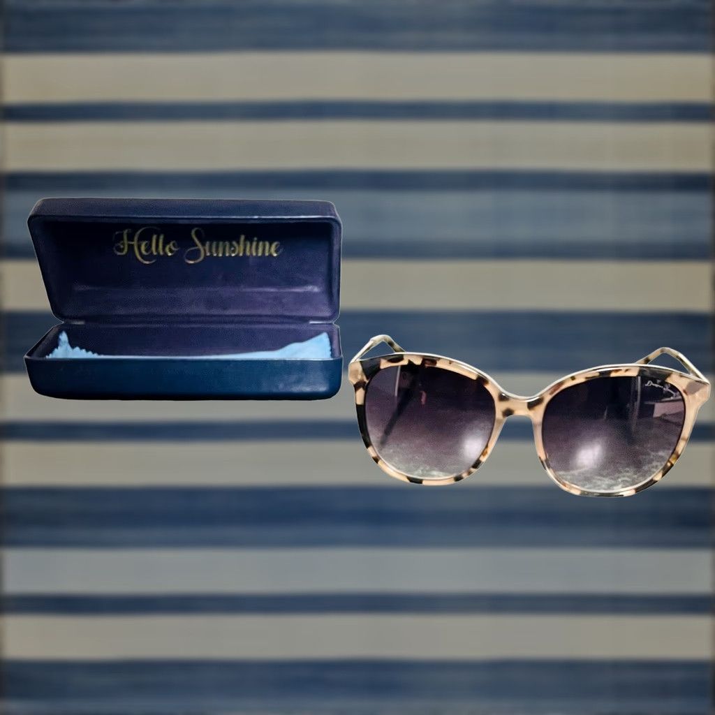 Vintage Draper James CHARLOTTE Tan Tortoise Tiger Designer Black Sunglasses SU001123 Womens Aviator Round UV 100% Gradient Lens Size ONE SIZE - 1 Thumbnail