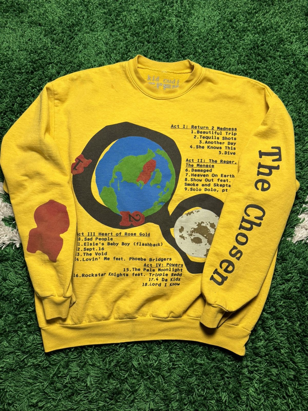 image of Cactus Plant Flea Market x Kid Cudi Cpfm Kid Cudi Motm Crewneck Yellow (Size XL)